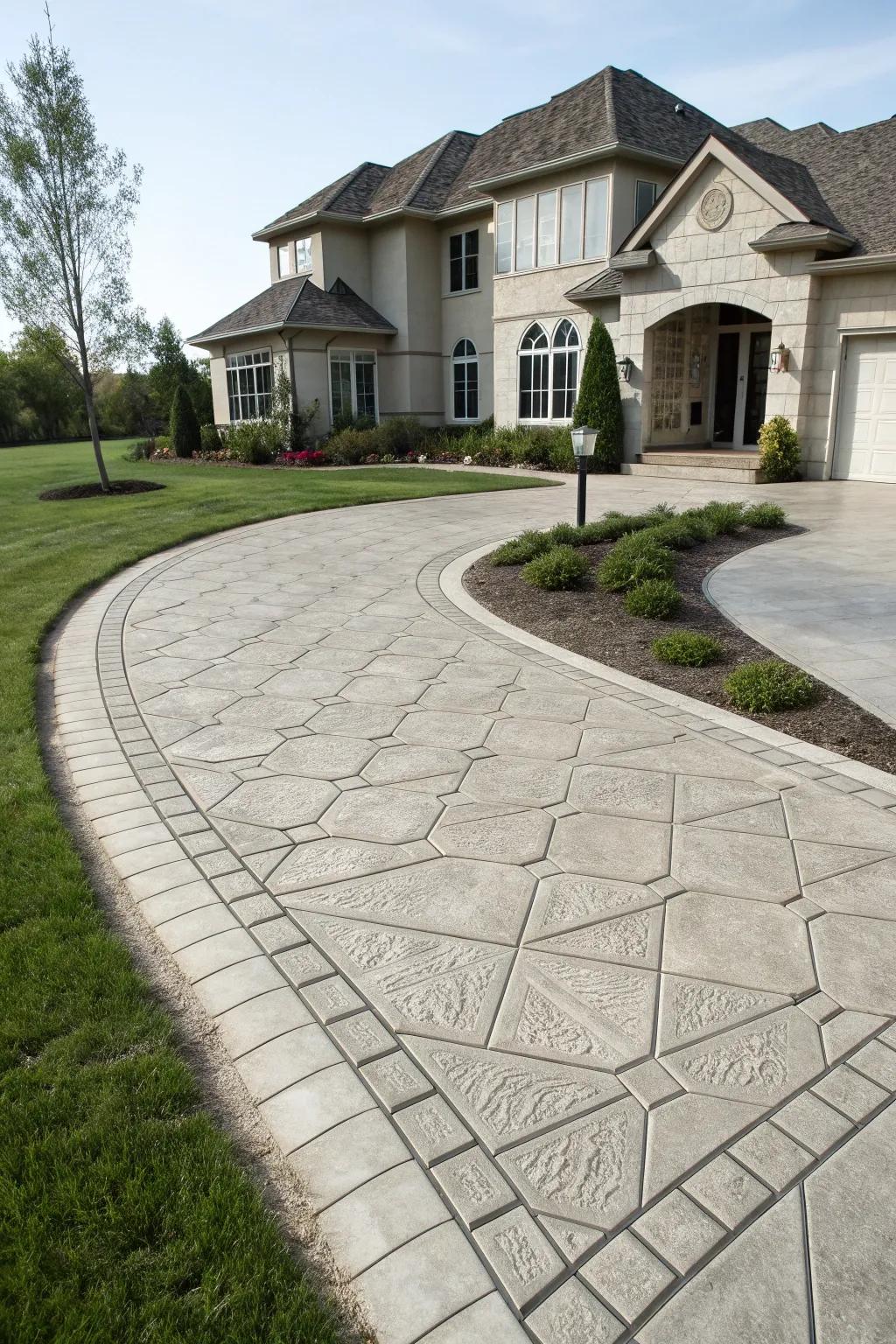 Stamped concrete offers a versatile and artistic driveway design.
