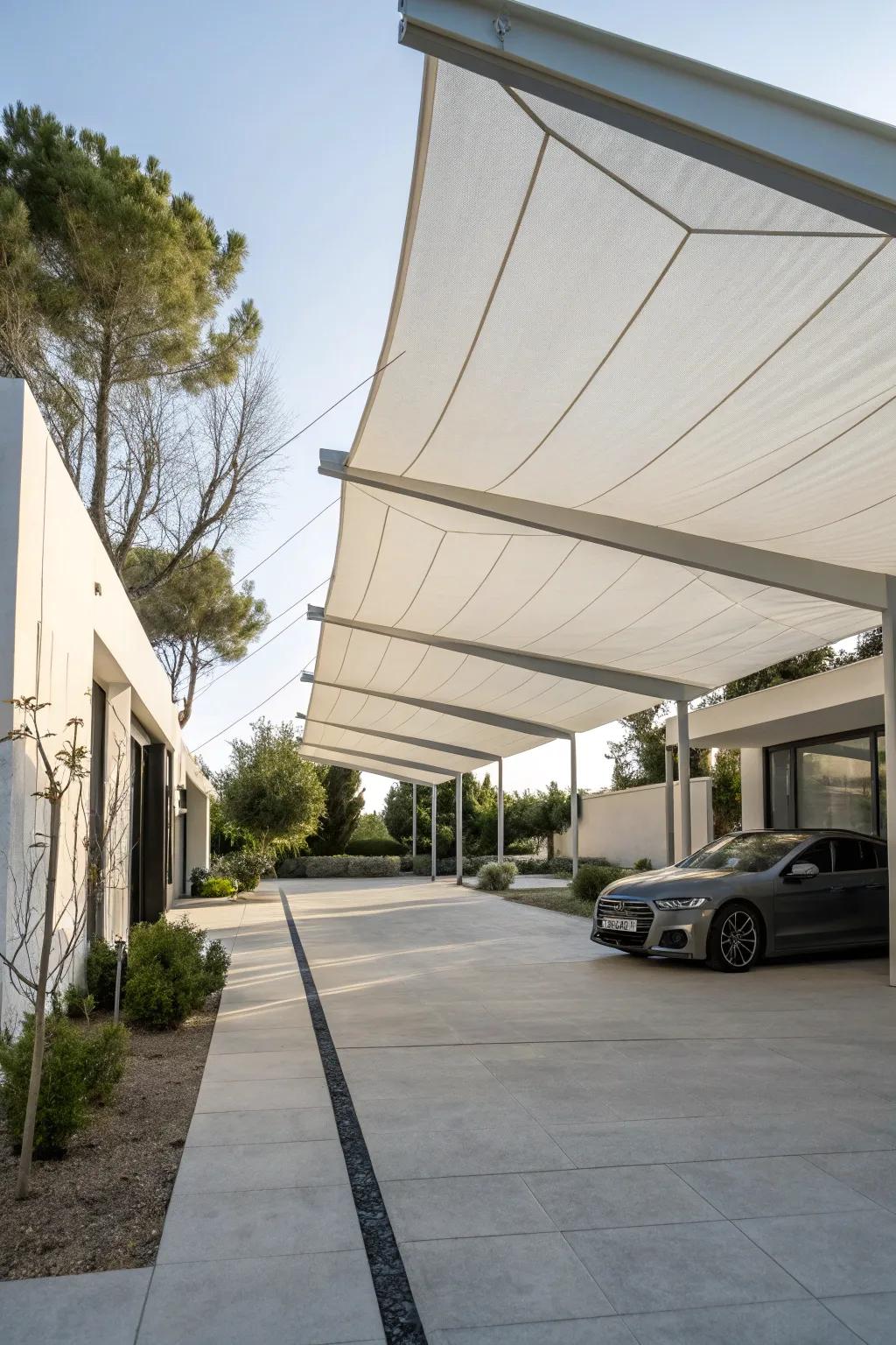 Minimalistic elegance with tensioned canopies.