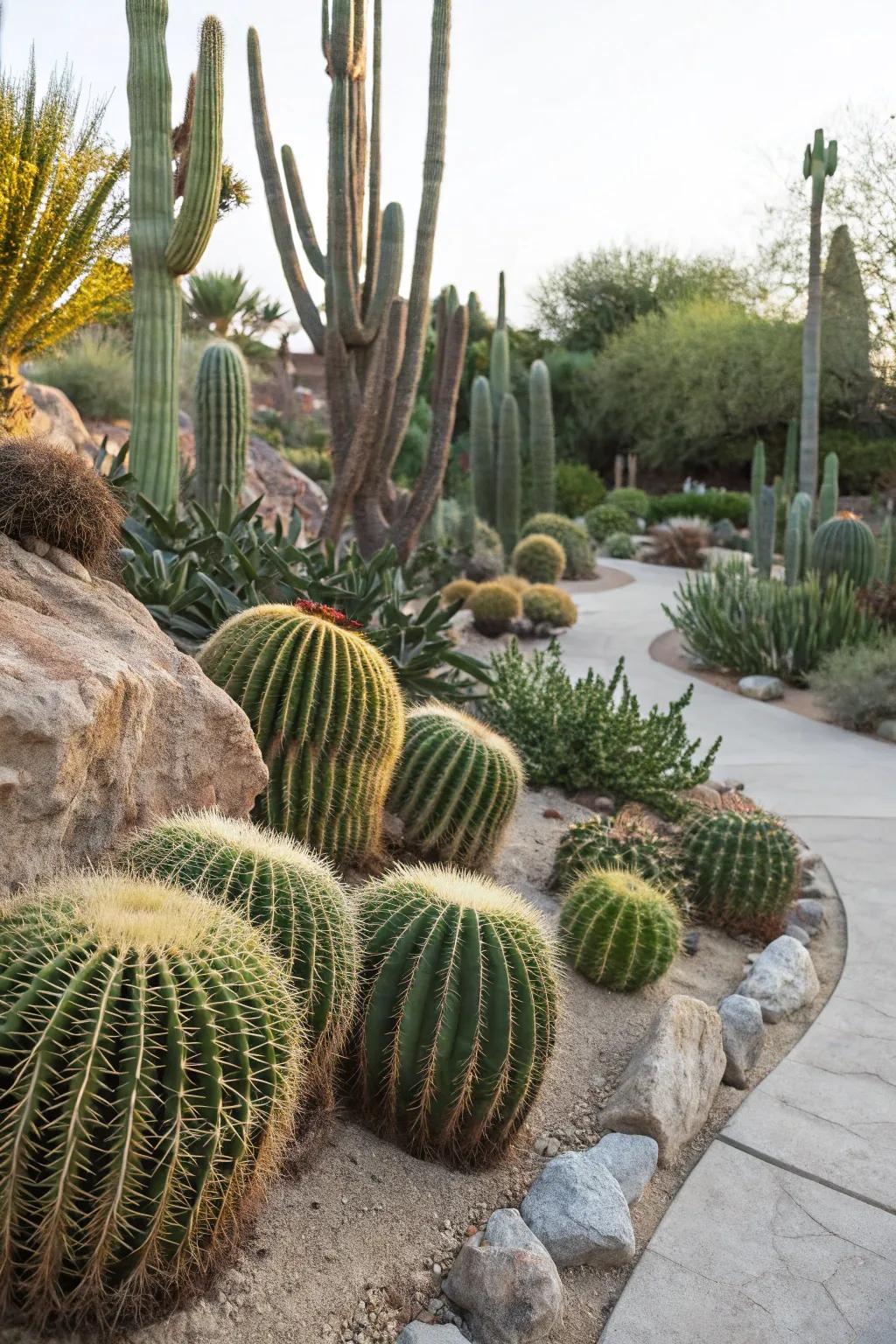Cacti provide stunning architectural interest and require minimal water.