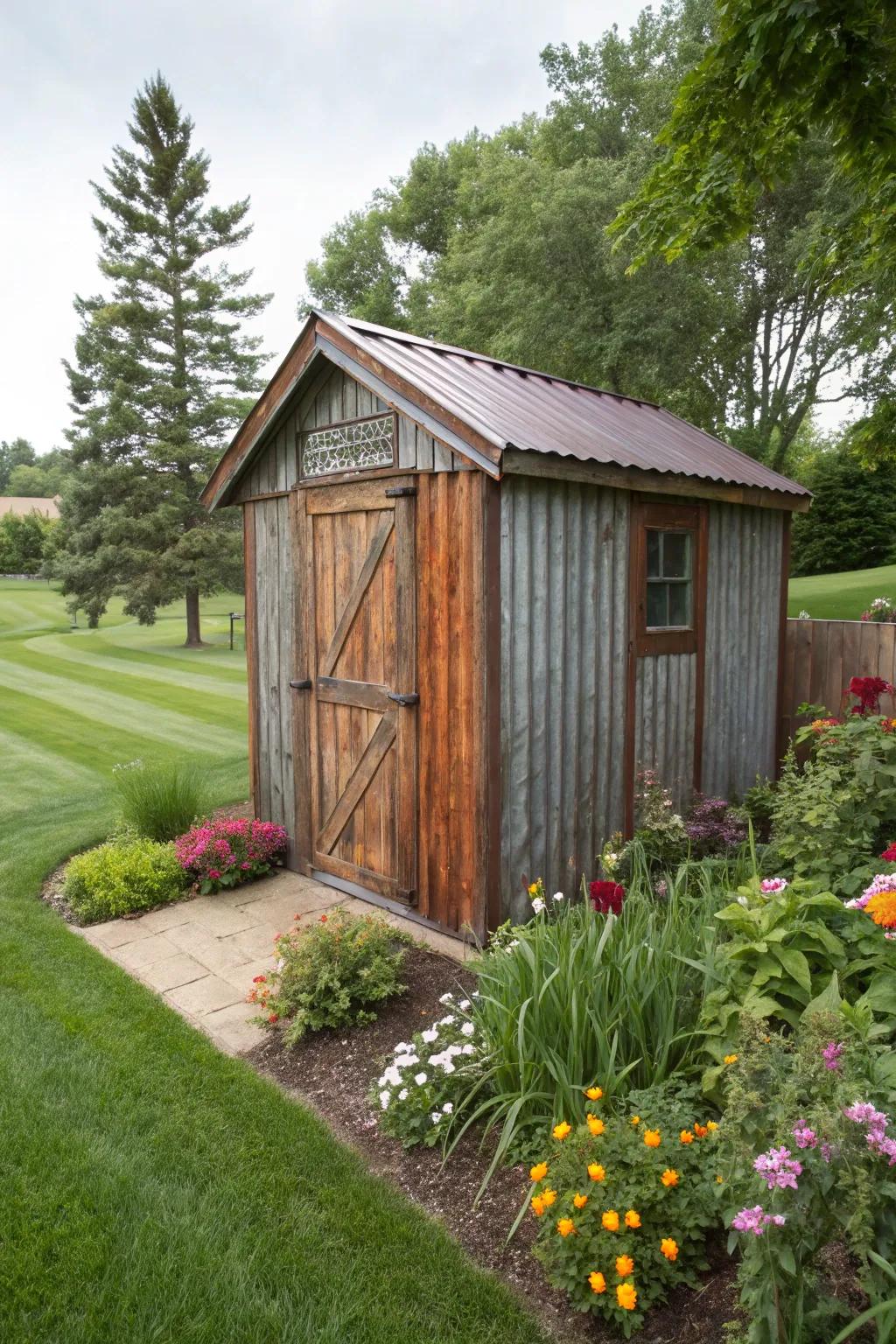 Vintage charm with faux rust.