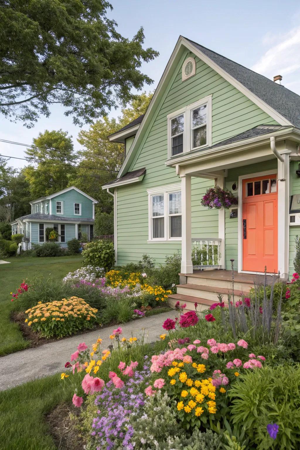 Vibrant coral adds an unexpected pop of color.