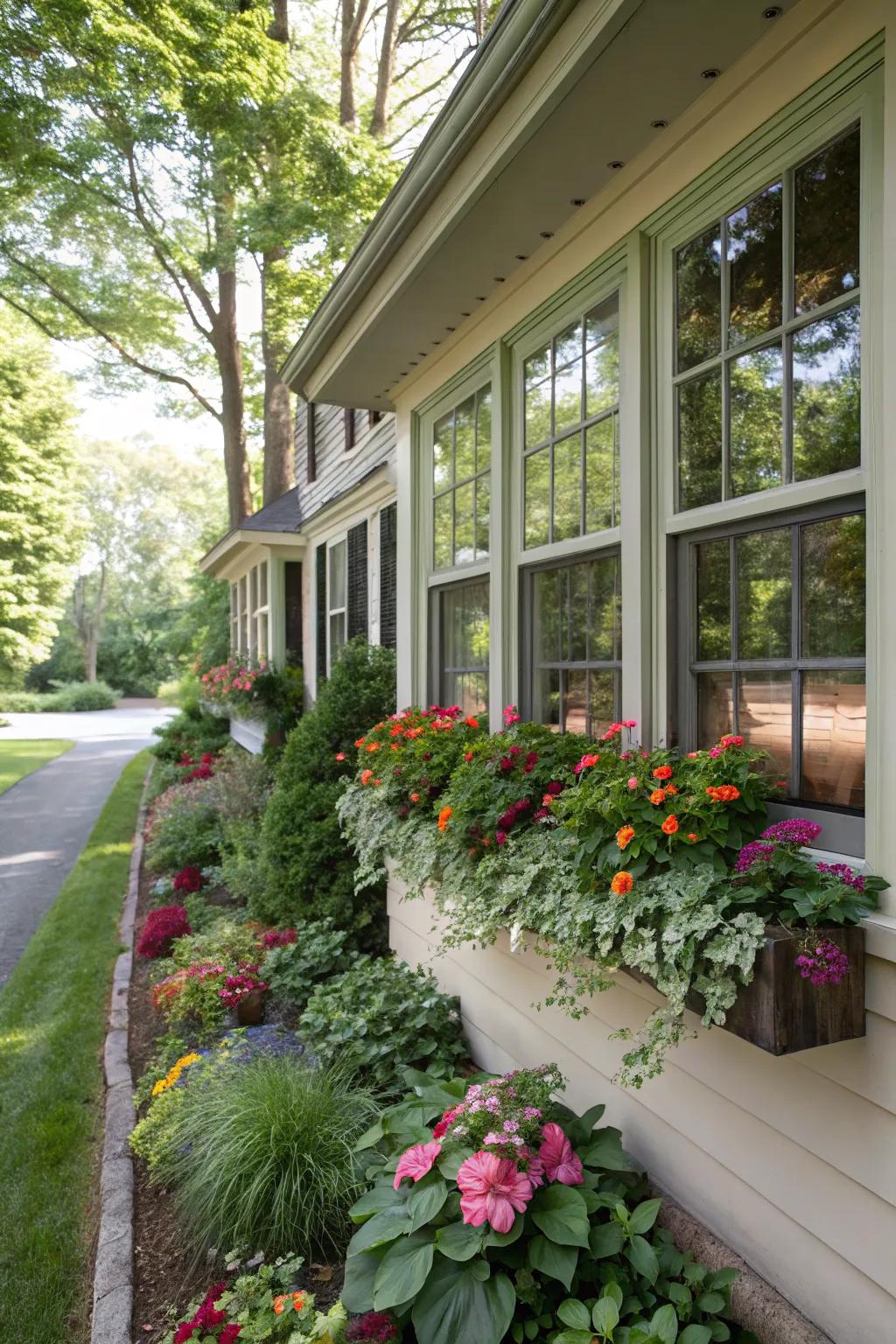 Window boxes add a touch of nature and charm to this home.