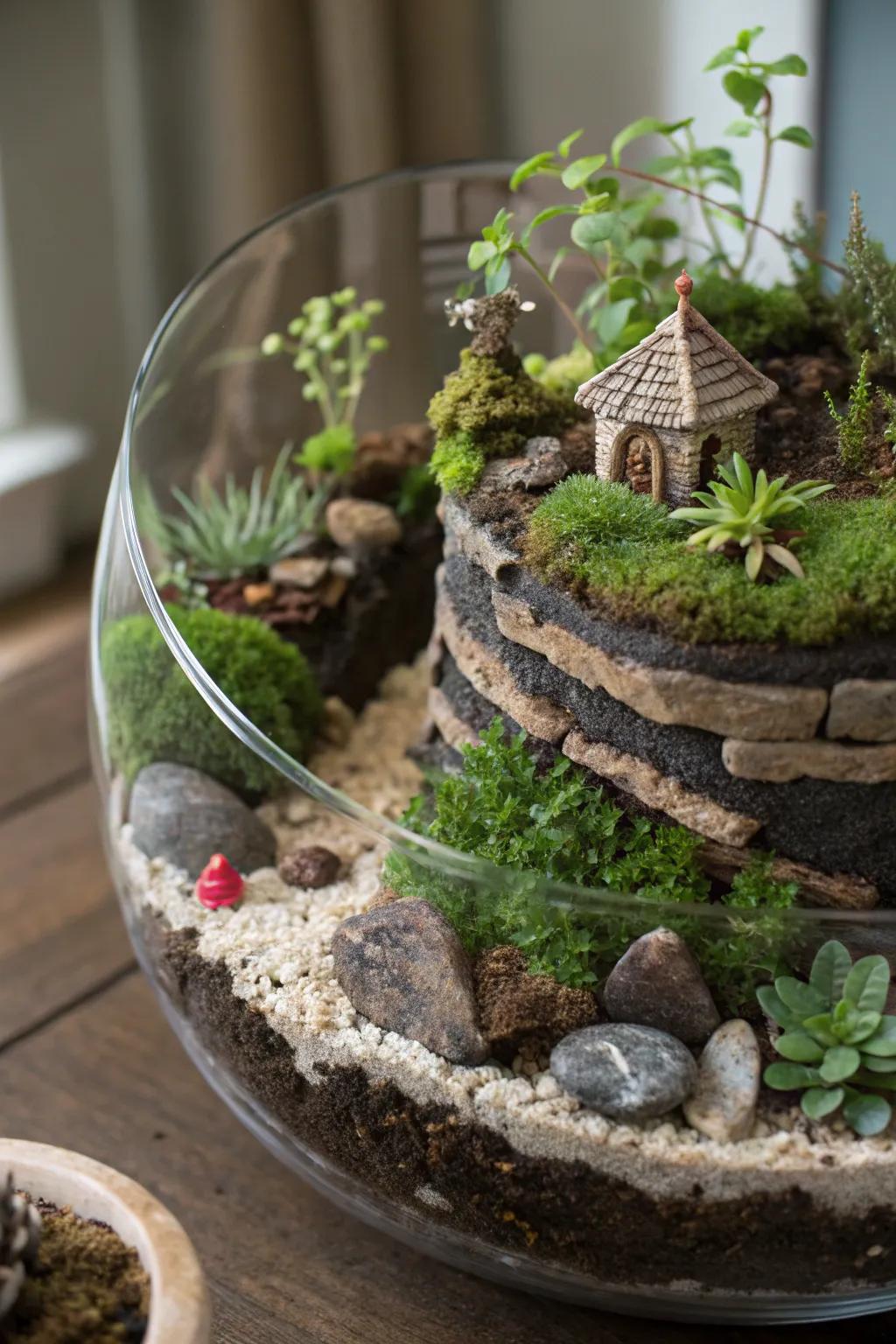 A layered landscape that adds depth and visual interest.