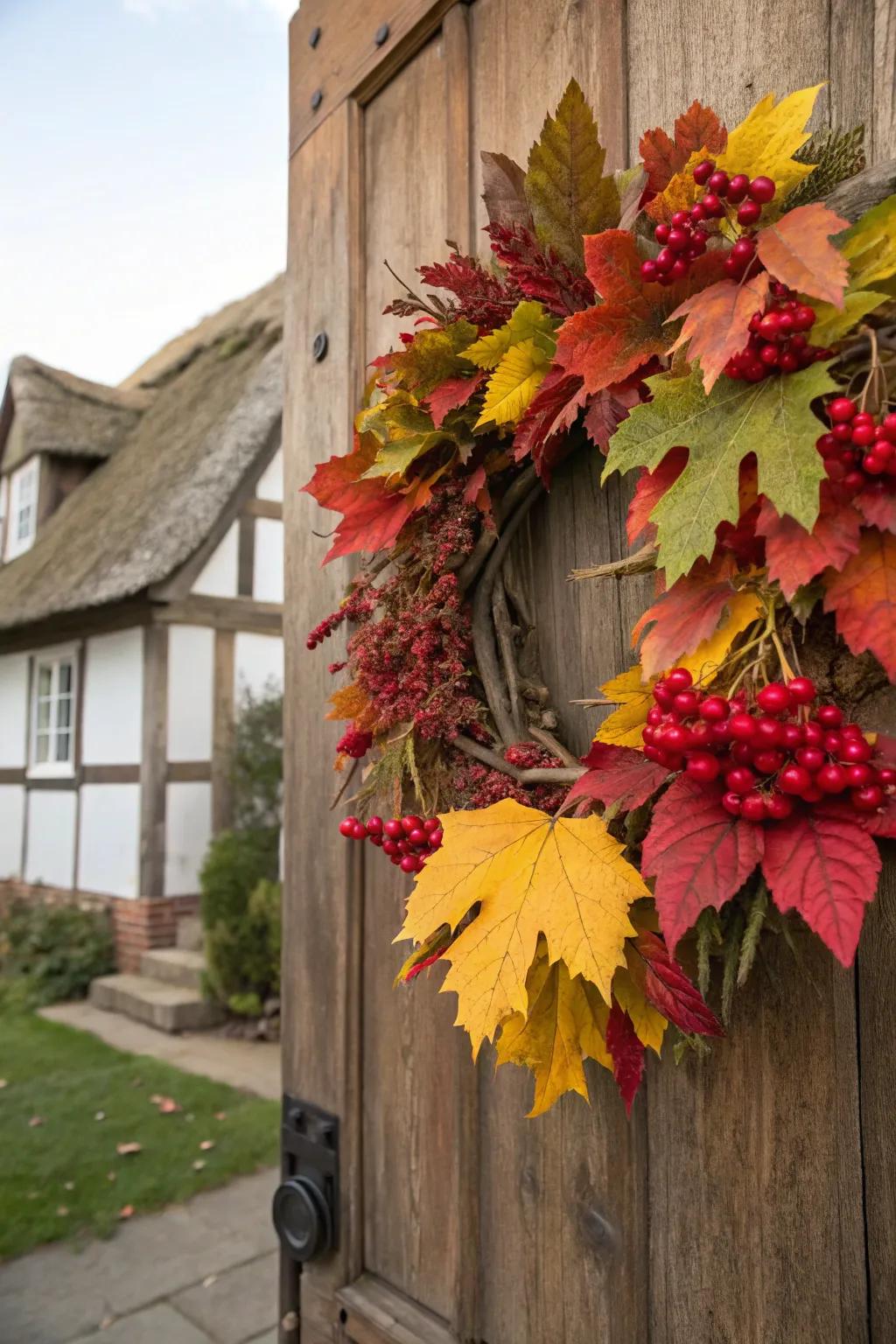 A wreath adds a festive touch to your entryway.