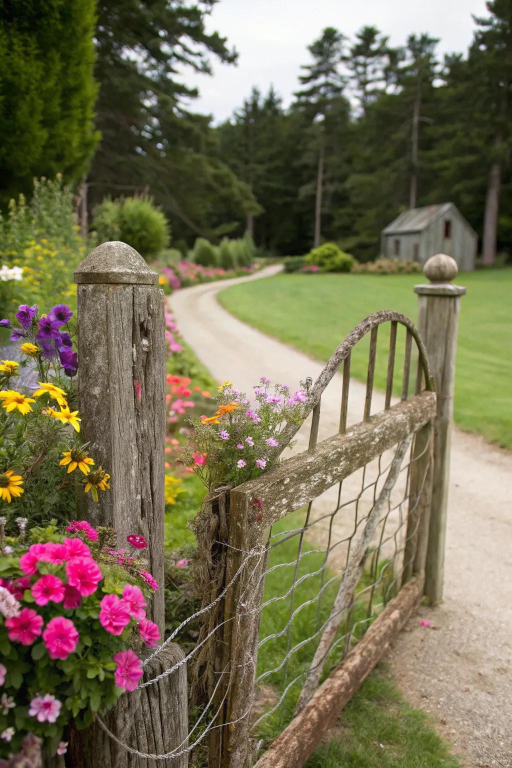 Woven wire fences bring vintage elegance to any setting.