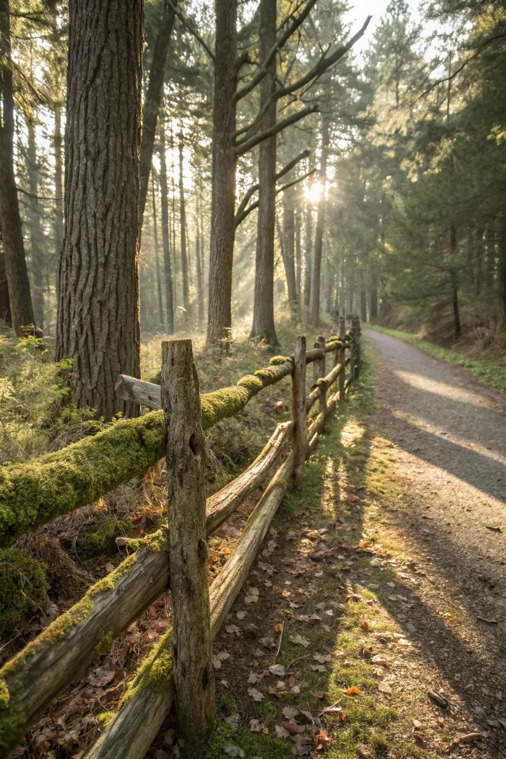 Log fences offer a rustic, natural charm that blends with nature.