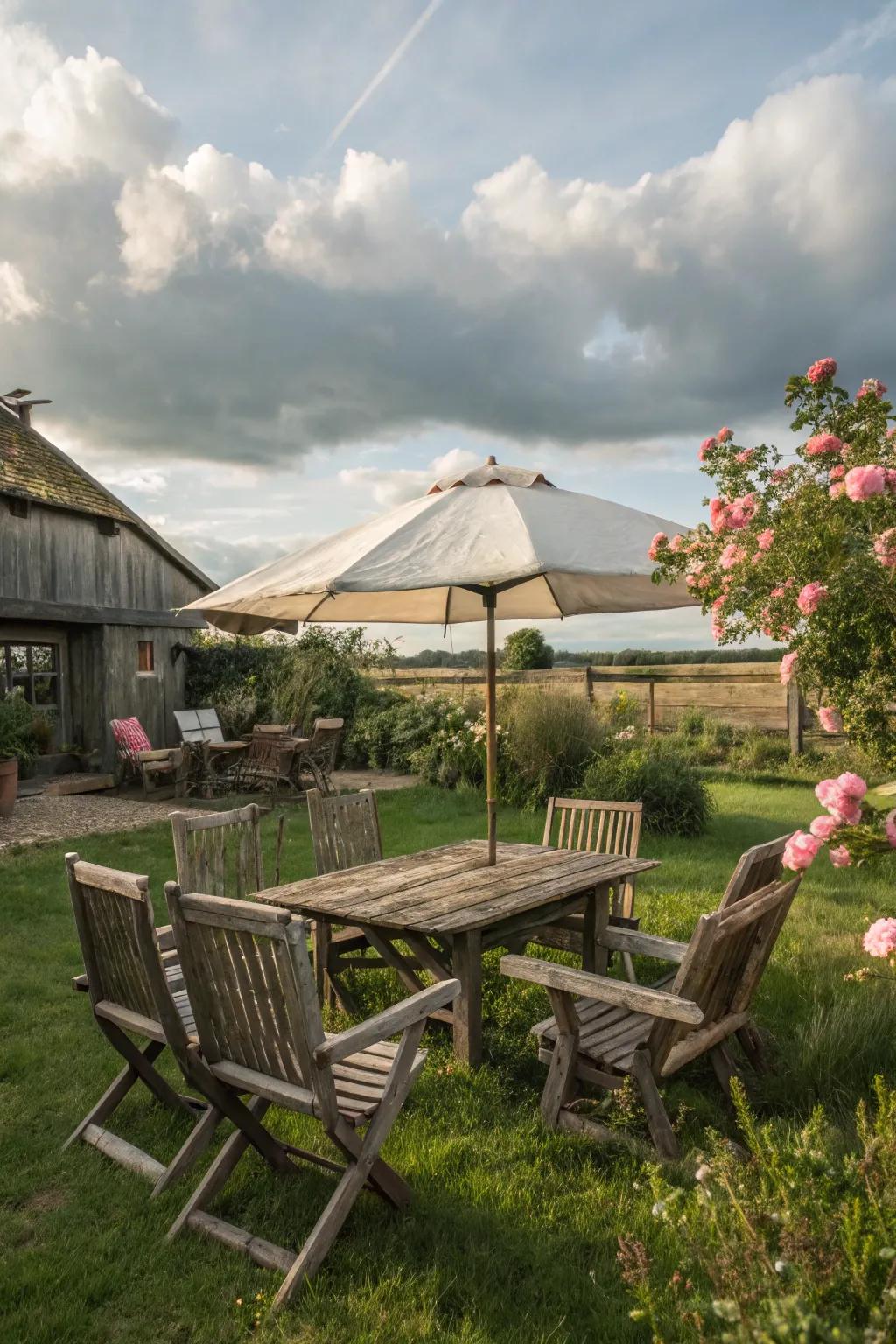Embrace the rustic charm of weathered wood furniture