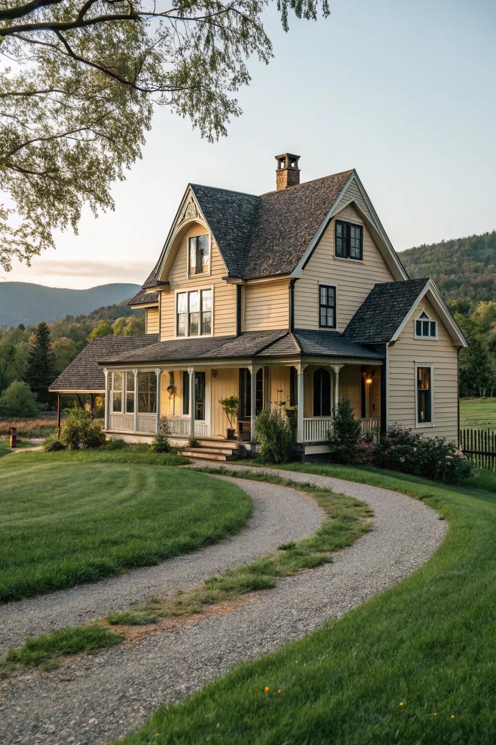 A gabled roof adds classic architectural interest to any farmhouse.