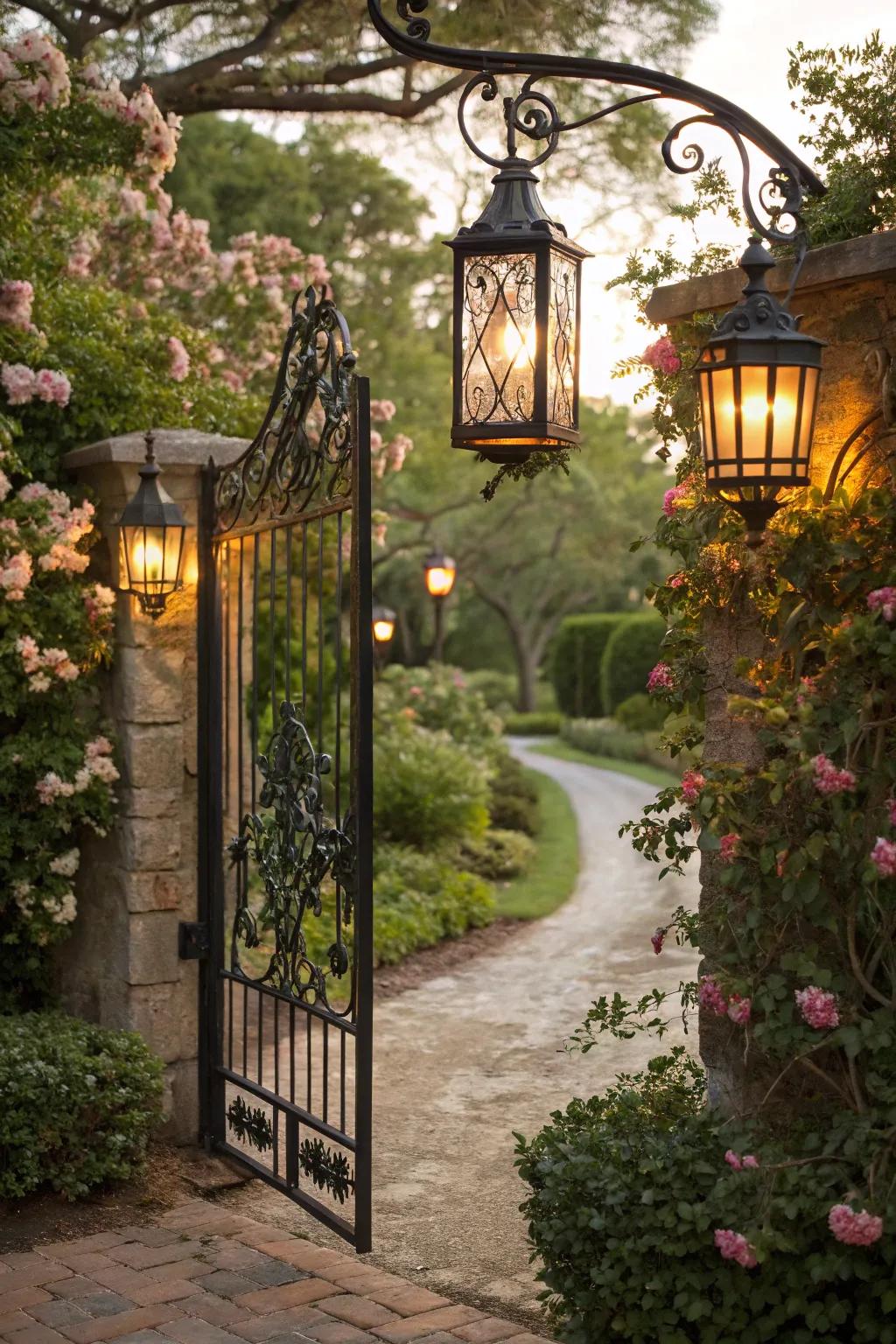 Vintage lanterns add a warm, inviting glow to any entryway.