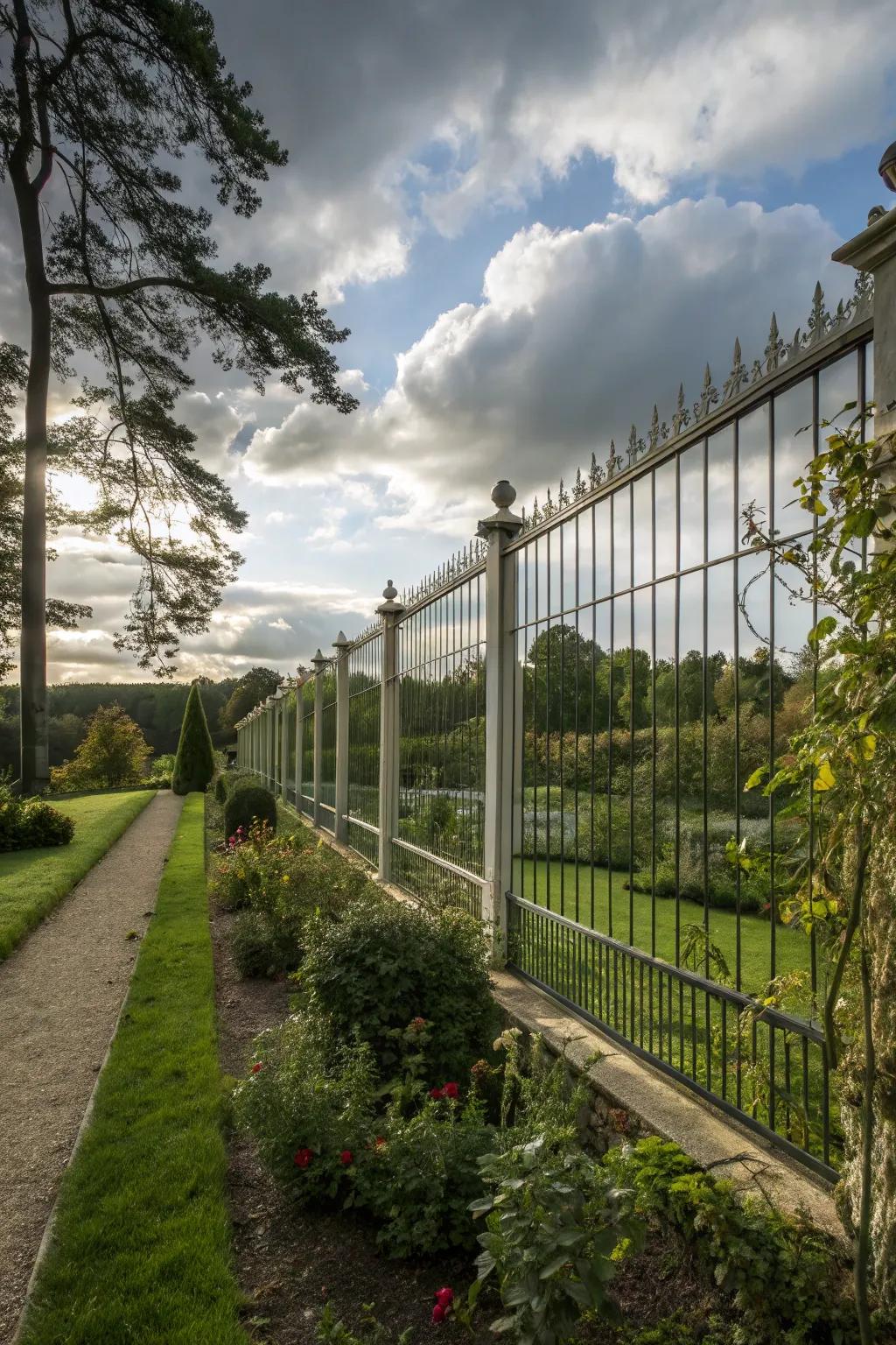 Mirror fences reflect beauty and create space illusions.