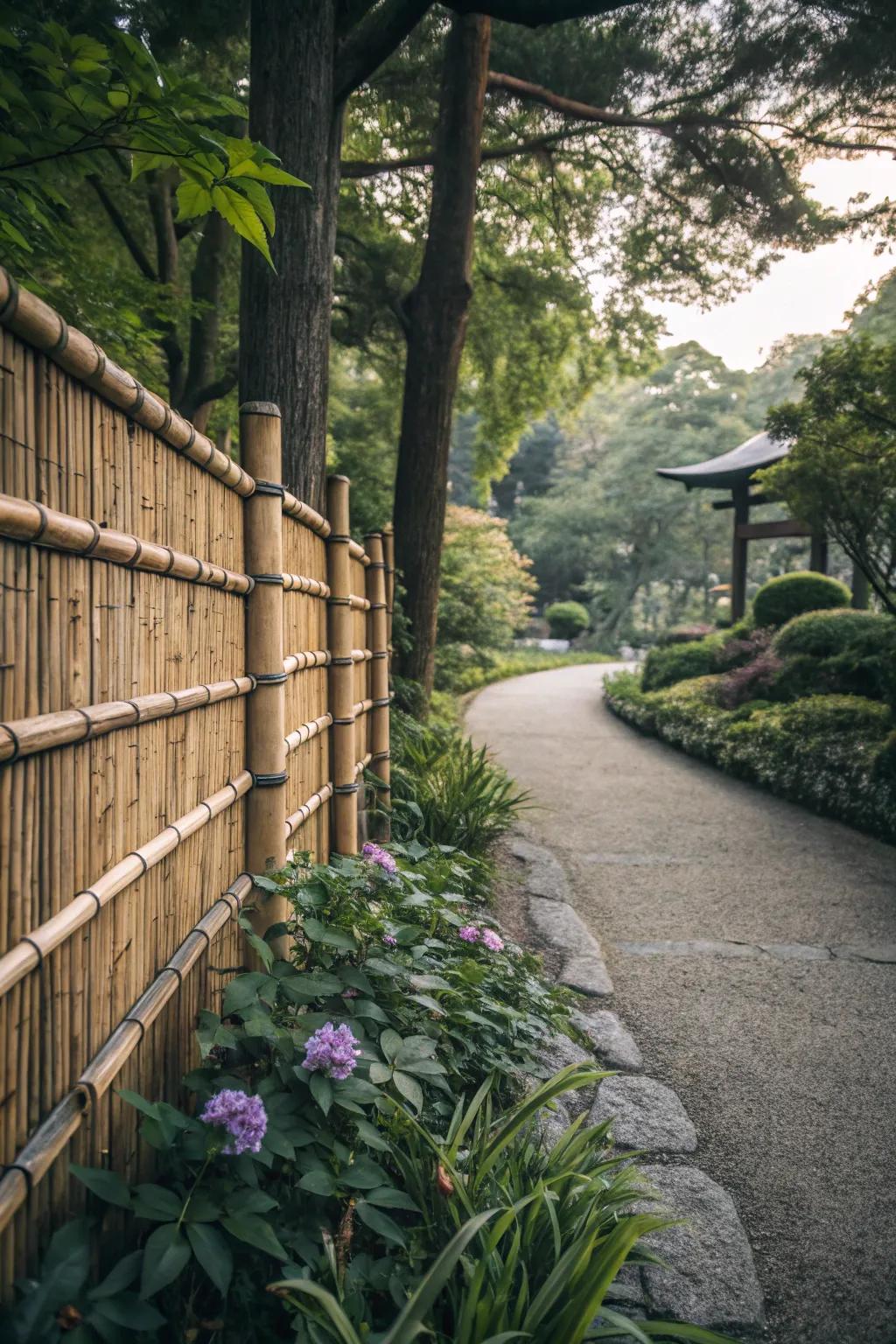 Bamboo fences offer a Zen-like tranquility and natural beauty.