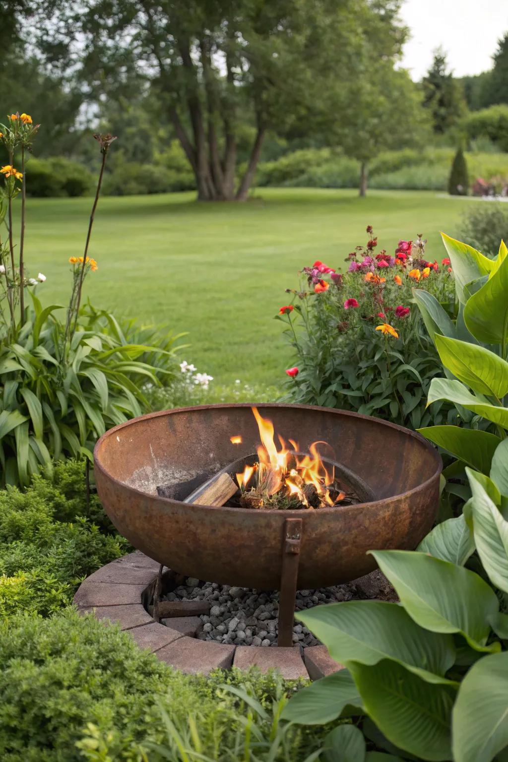 Sustainable design meets style with this eco-friendly fire pit made from recycled metal.