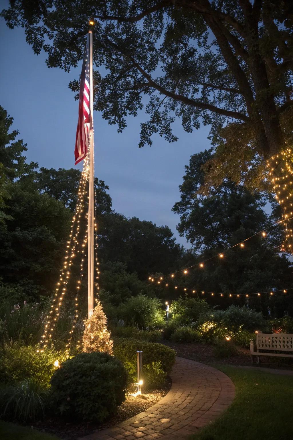 Twinkling lights create a whimsical, starry-night effect.