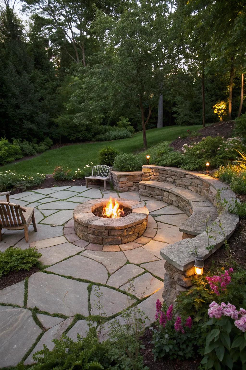 Create a focal point with circular flagstone layouts.