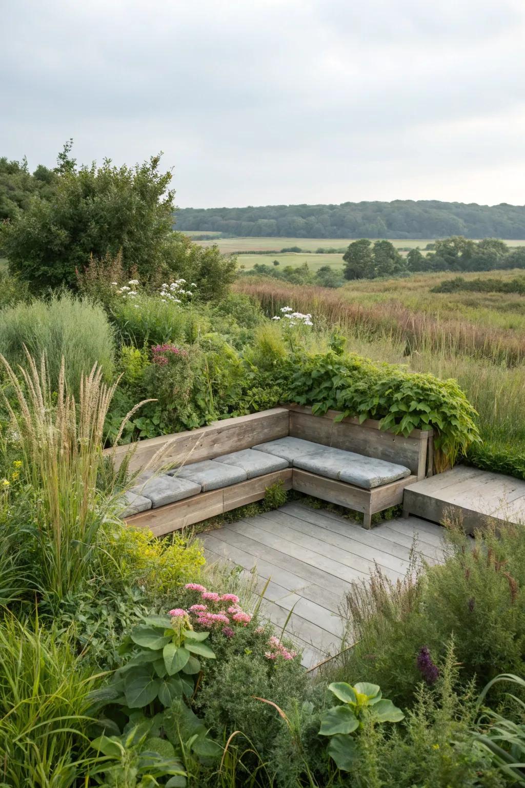 Sunken seating areas offer cozy and unique gathering spots.