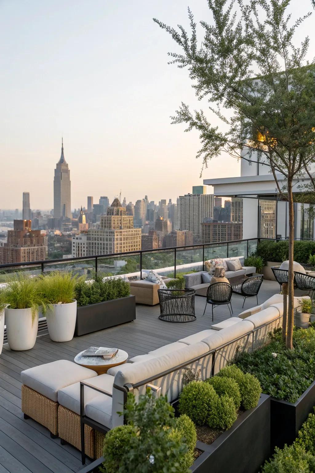 A rooftop floating patio offers breathtaking views and a unique experience.