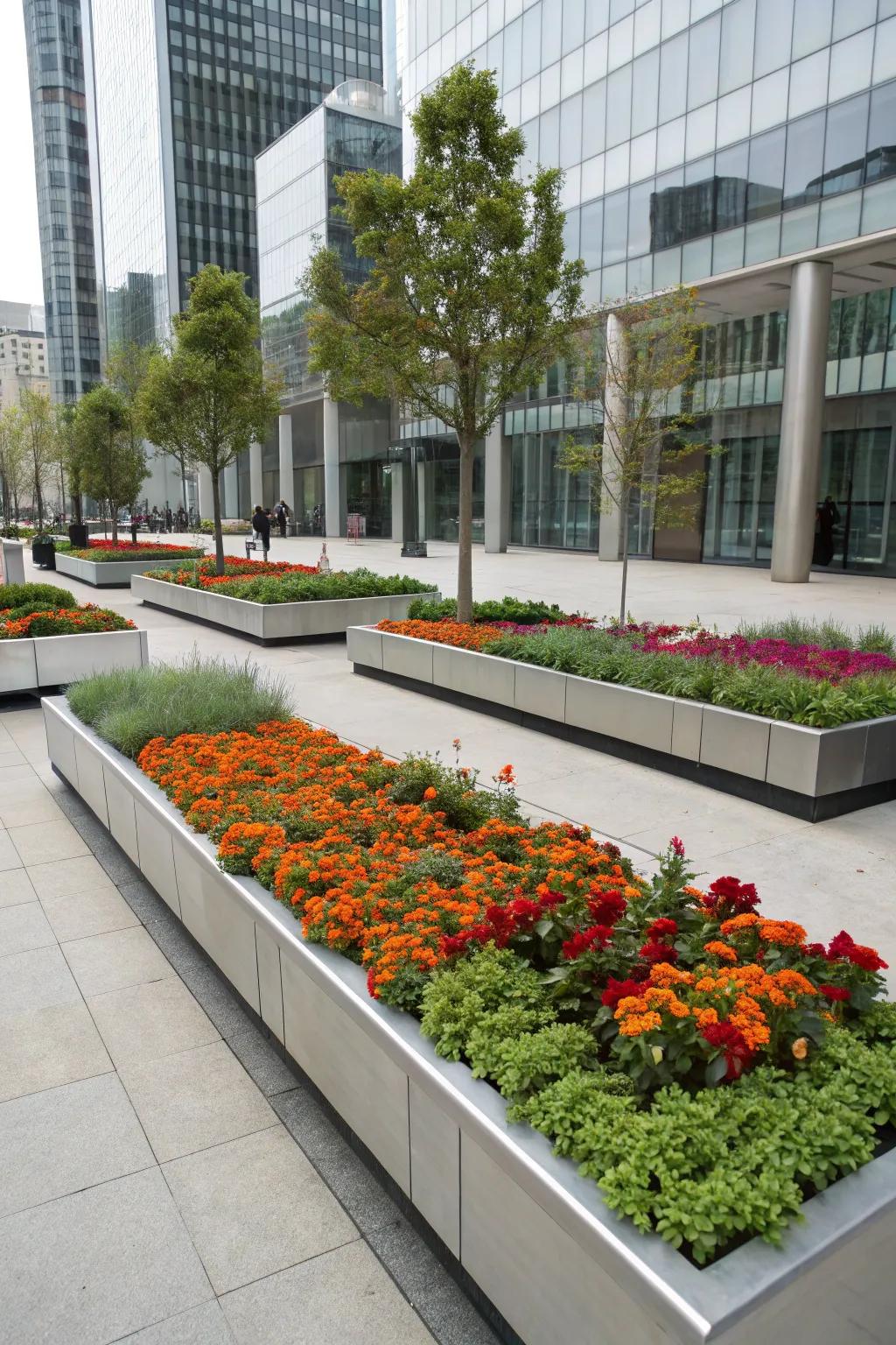 Industrial chic with sleek metal edging.