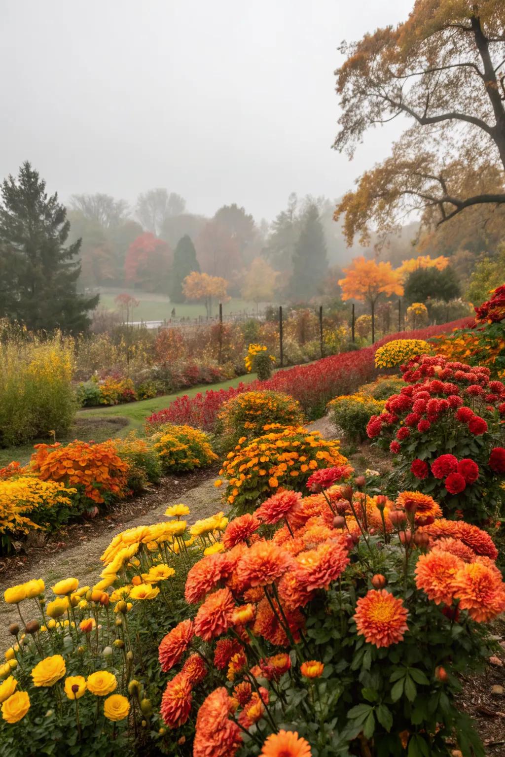 A garden with seasonal colors for autumn