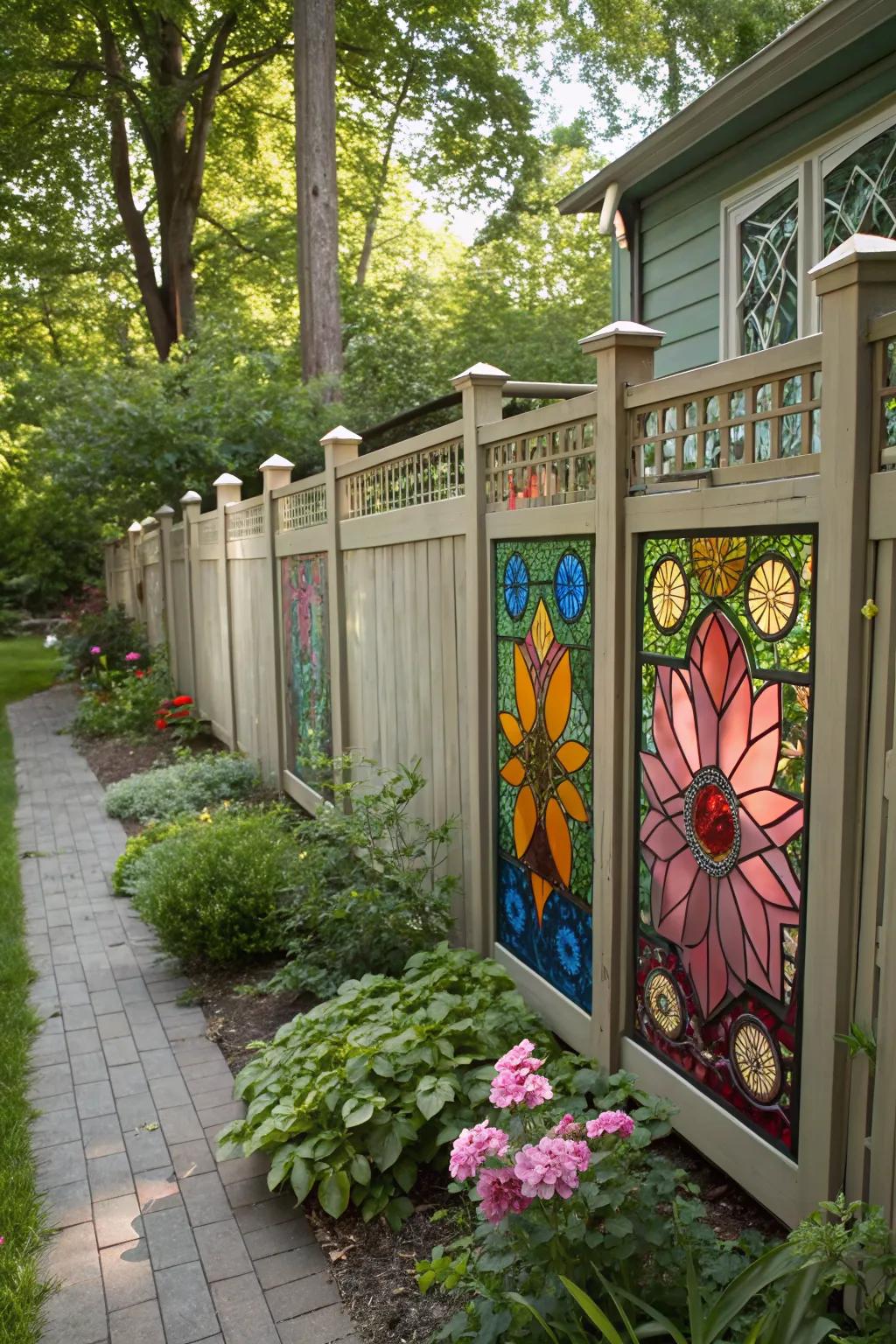 Whimsical charm with stained glass accents.
