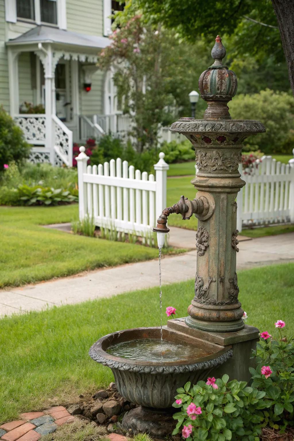 Vintage spout fountains evoke a sense of nostalgia and charm.