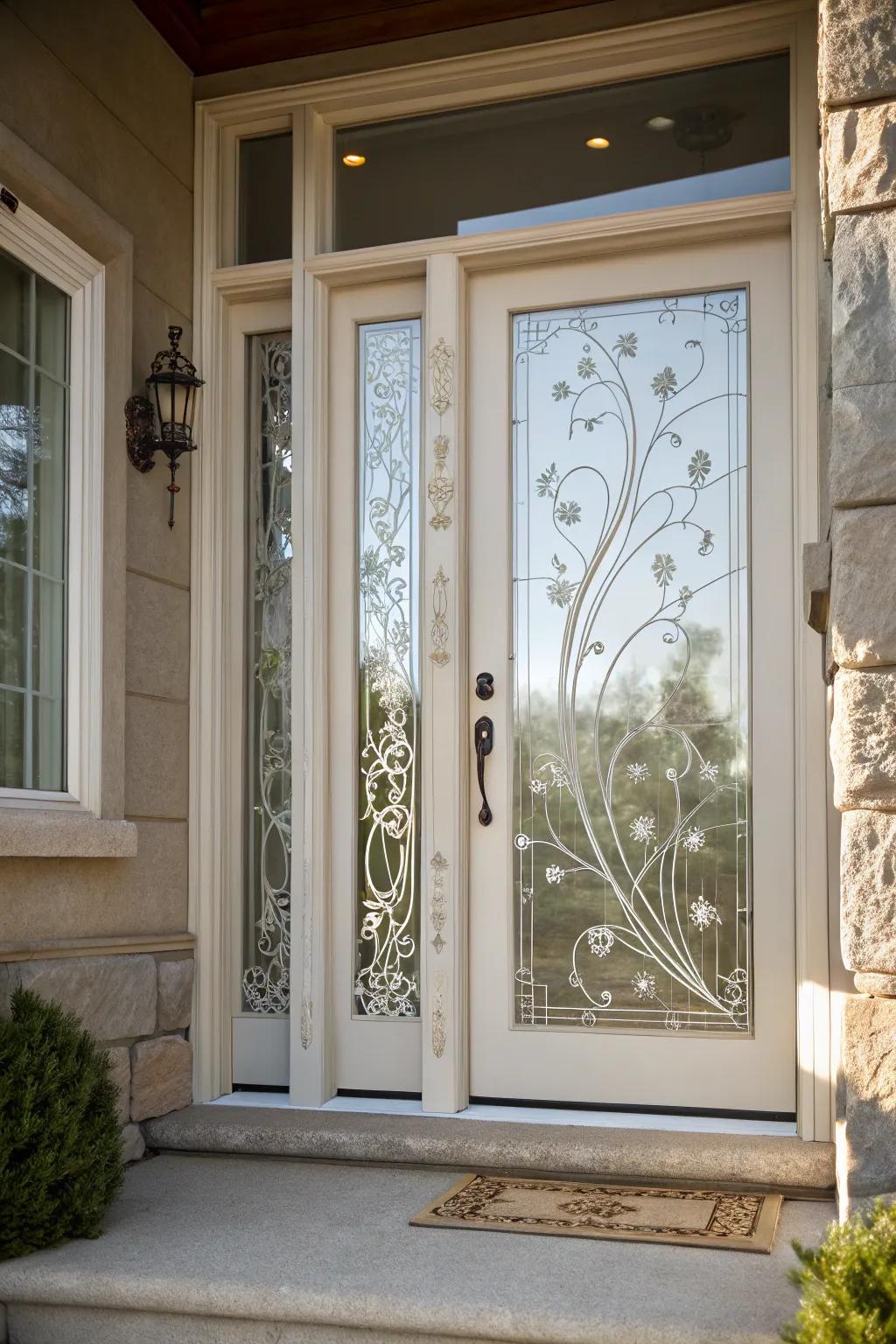 Etched glass brings elegance and sophistication to this entrance.