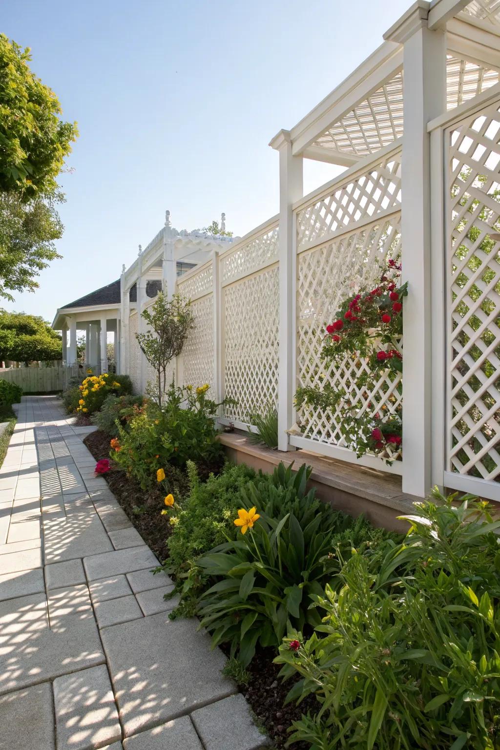 Lattice panels add charming privacy to your garden.