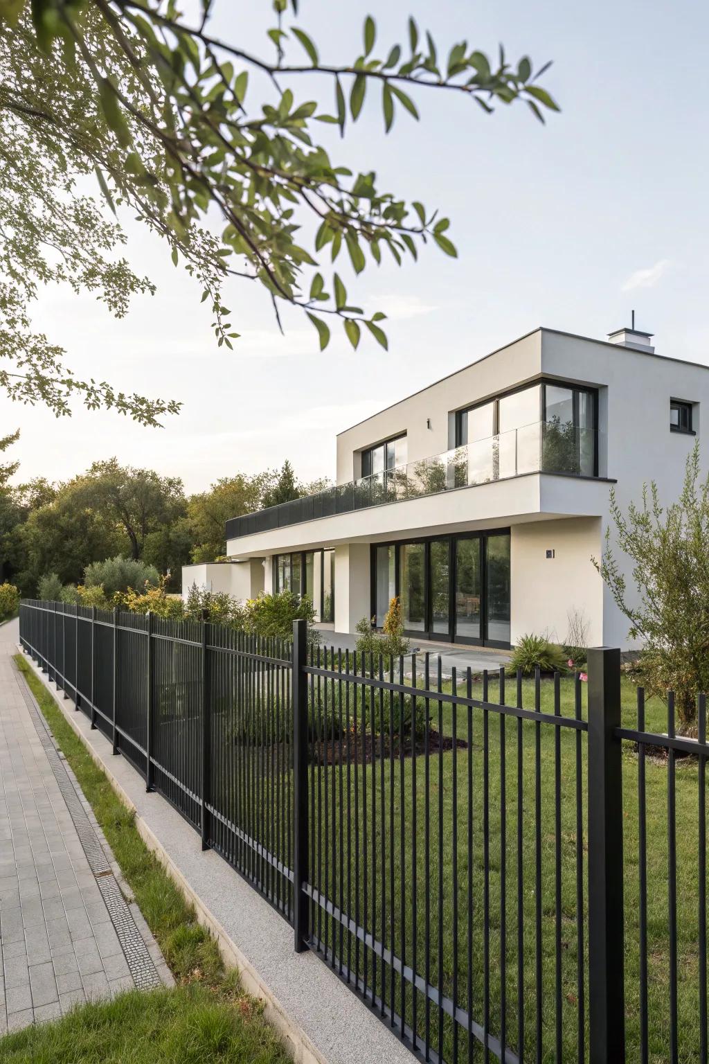 Minimalist fencing outlines this modern property.