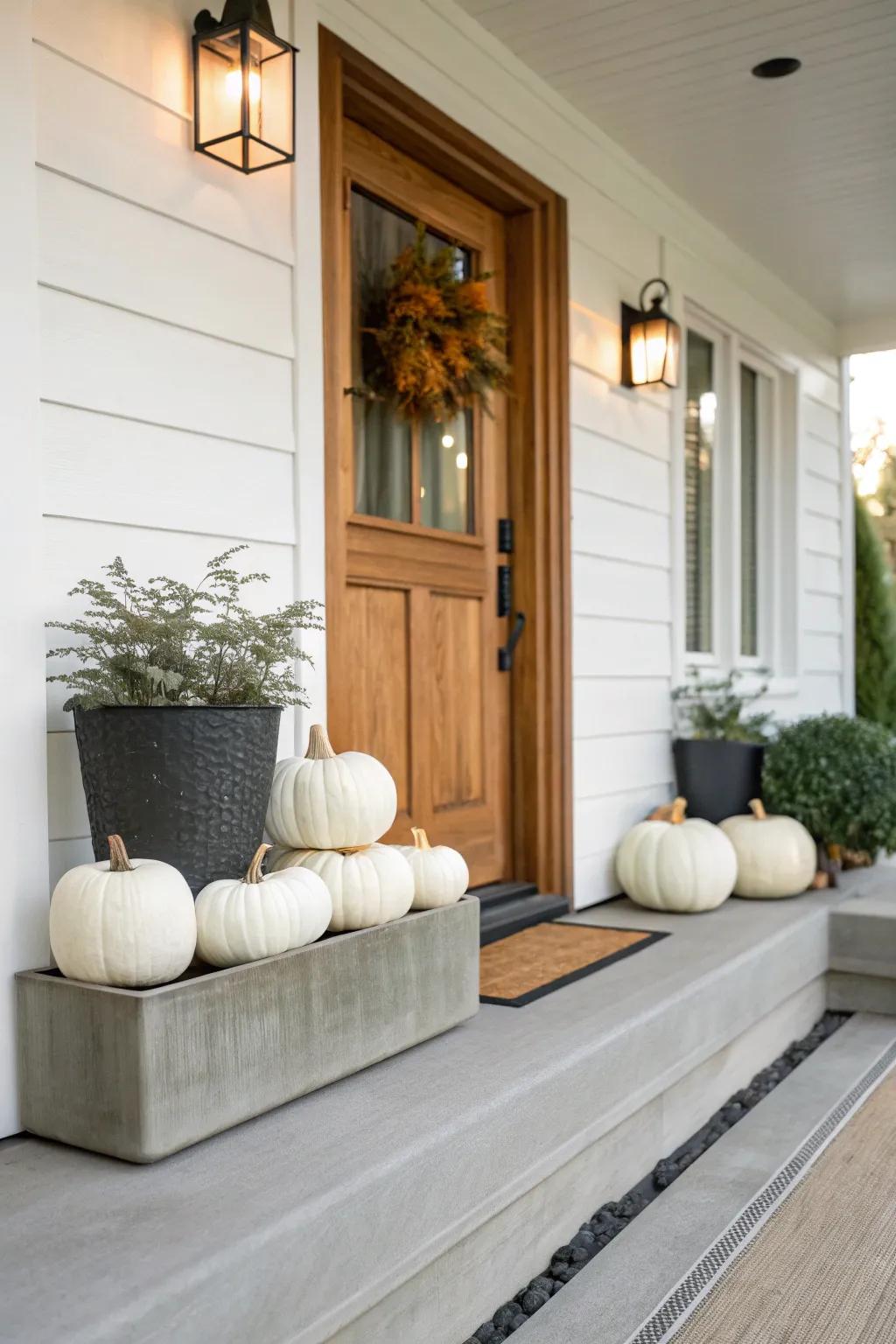 White pumpkins provide a chic and minimalistic look.