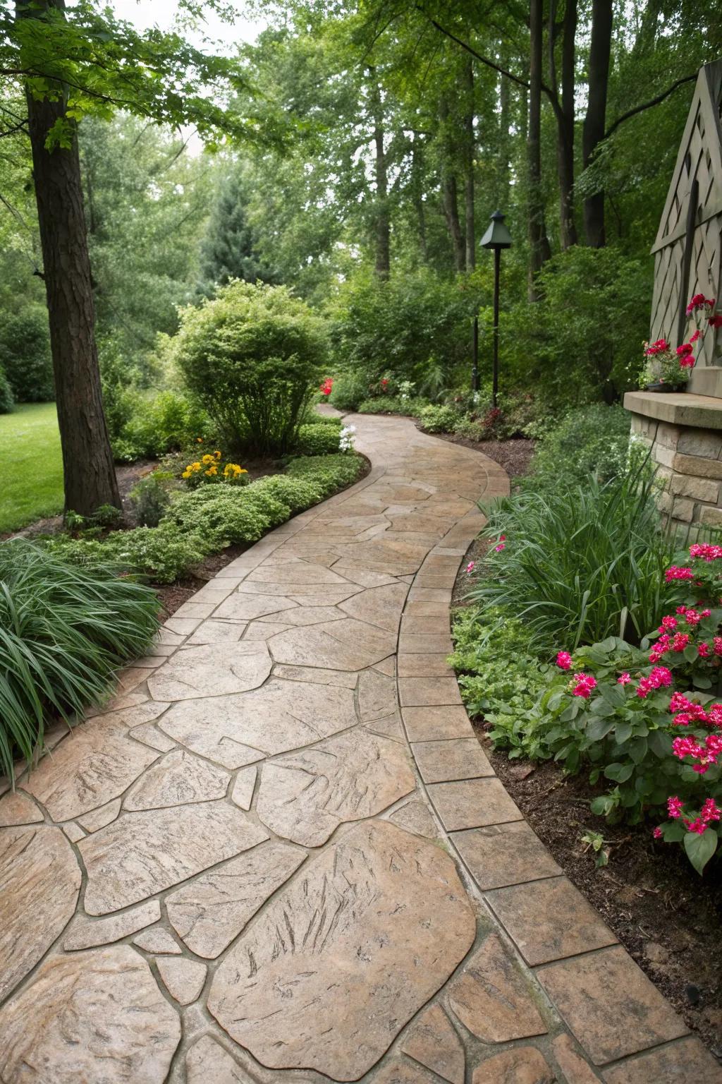 Natural stone looks at a fraction of the cost with stamped concrete.