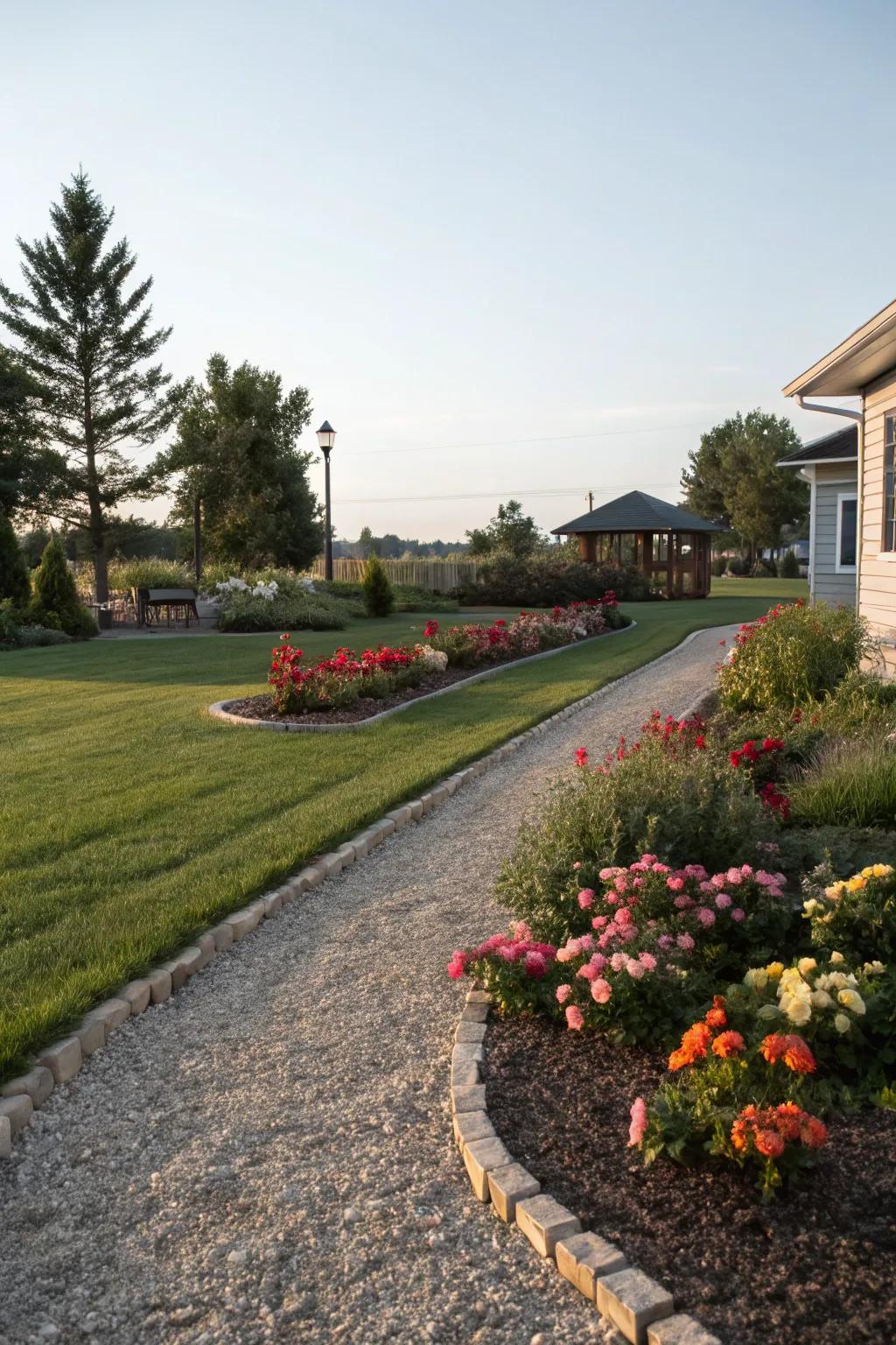 A gravel moat adds a modern and artistic touch to your garden.