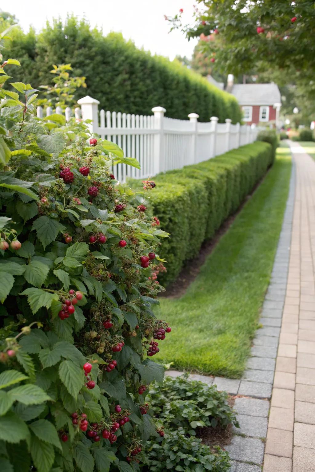 Combine beauty and utility with edible berry bush hedges.