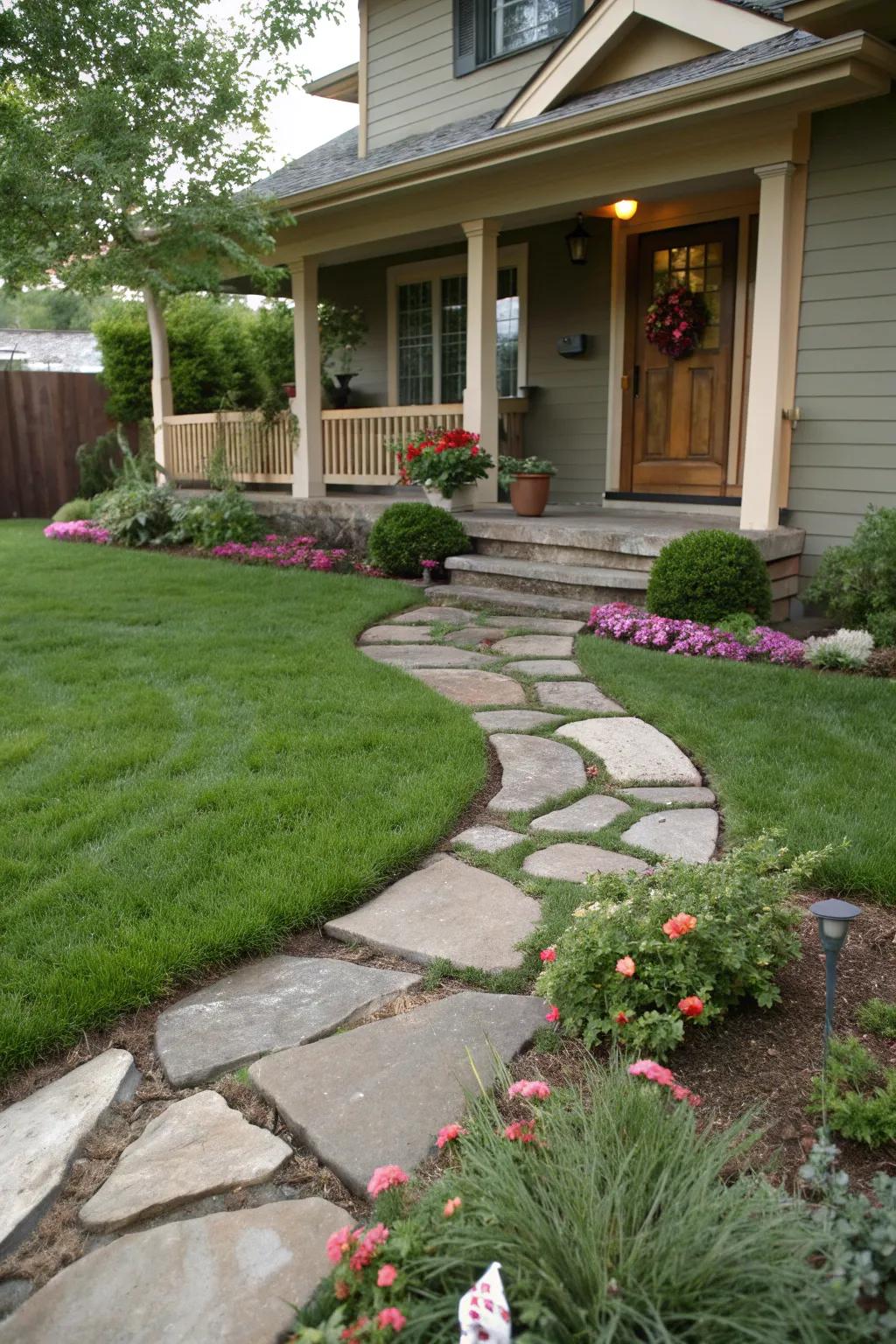 A well-planned pathway enhances the approach to your porch.