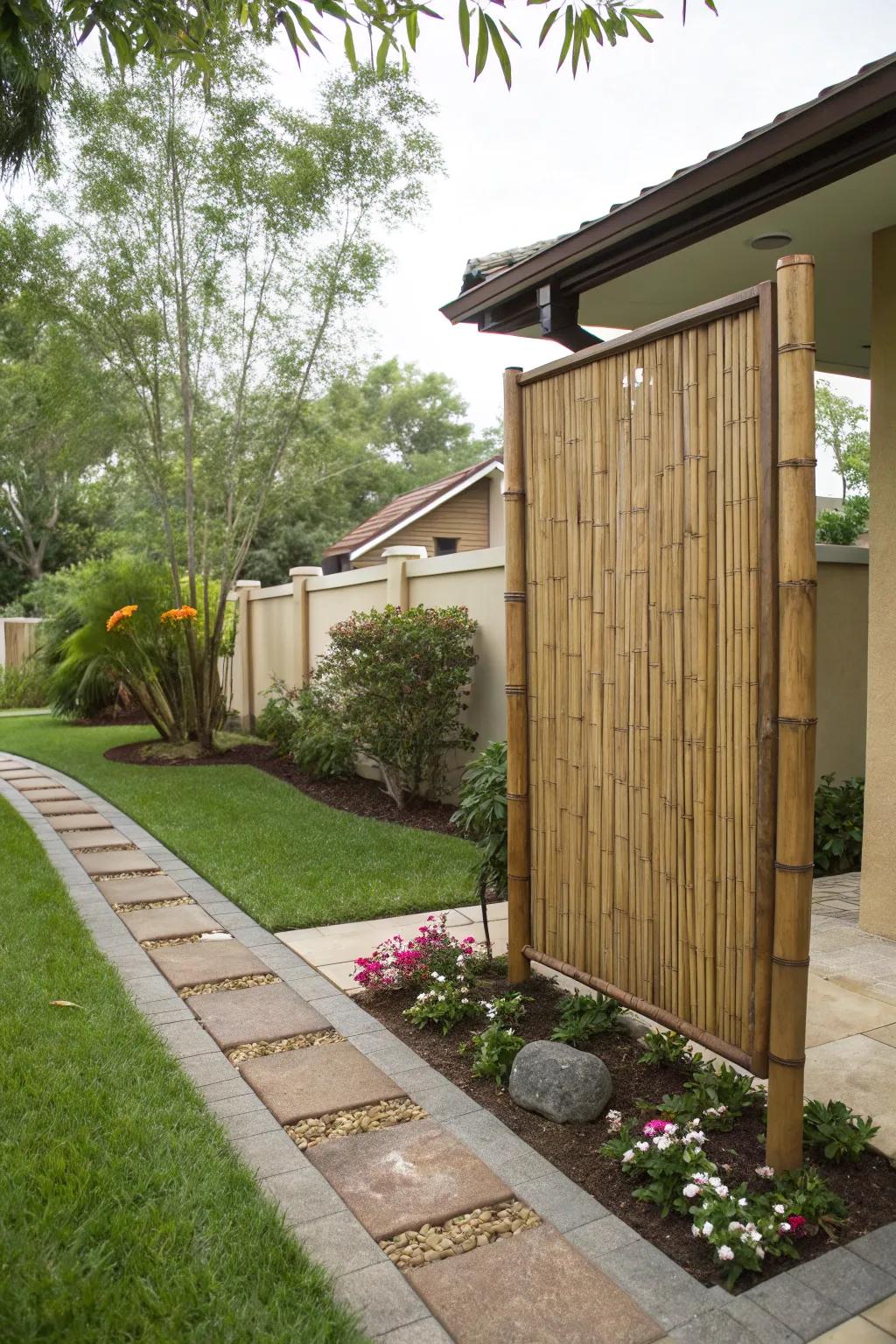 Fast-growing bamboo provides an effective privacy screen.