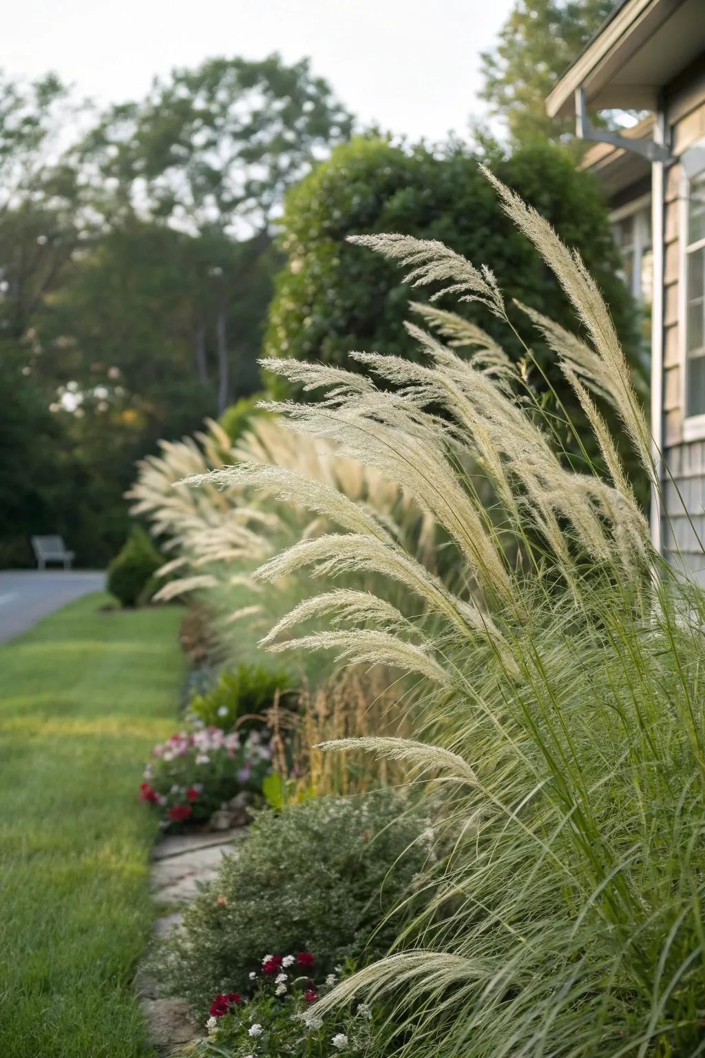 Ornamental grasses add texture and a touch of elegance.