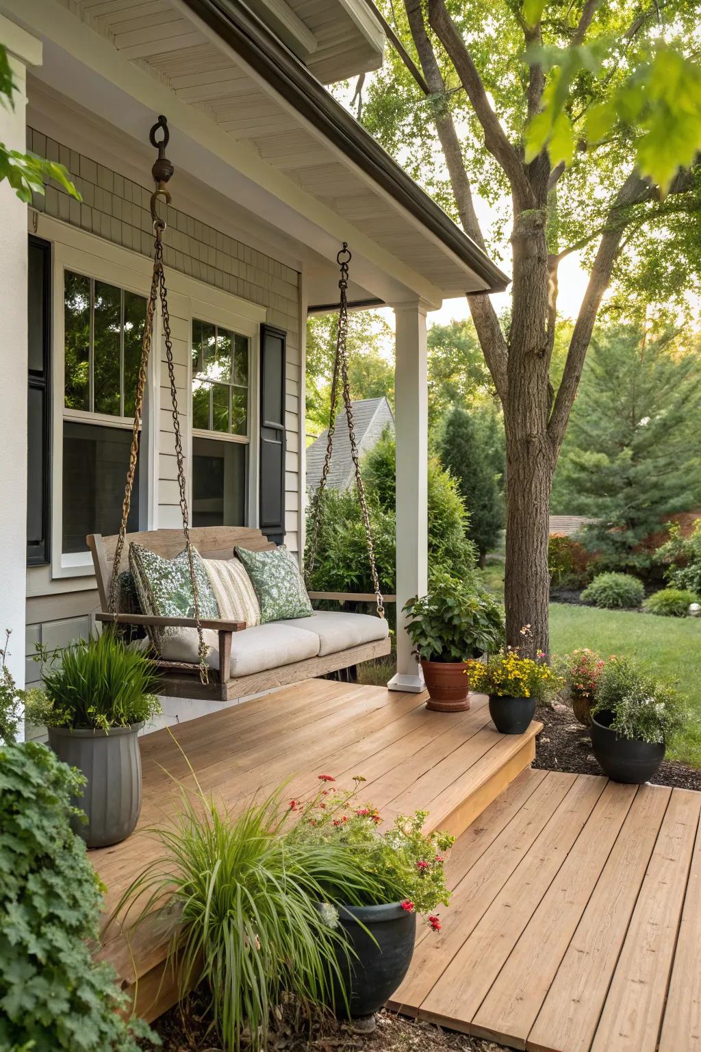 Add charm with a traditional porch swing.