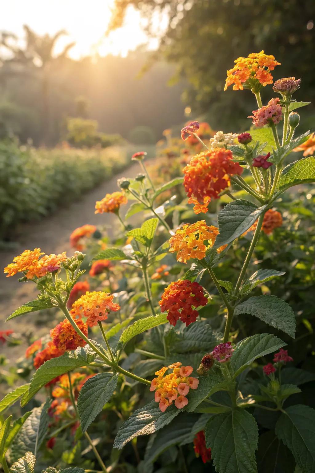 Lantana adds a tropical touch to this sunny garden bed.