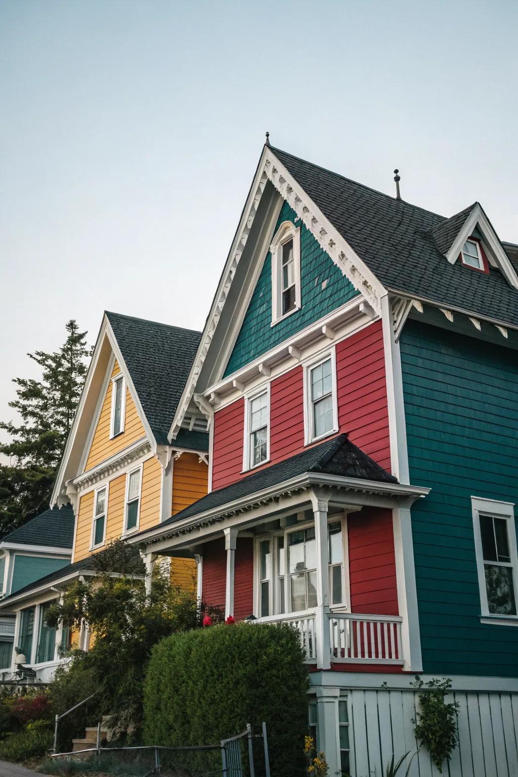 A bicolor approach adds a contemporary touch to gables.