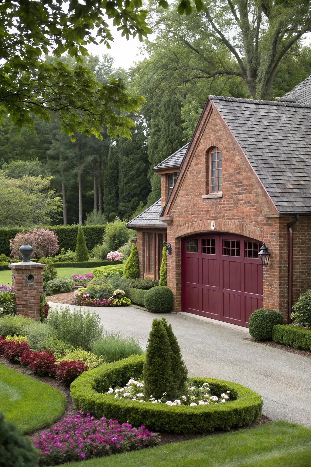 Deep burgundy adds regal sophistication to brick homes.