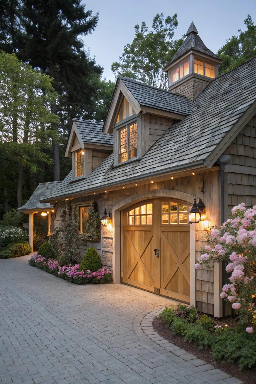 Create a cozy atmosphere with a cottage-style roof.
