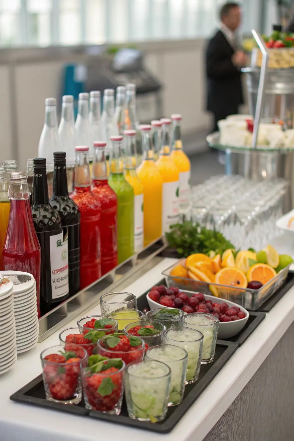 An engaging self-serve drink station for guests to customize their beverages.