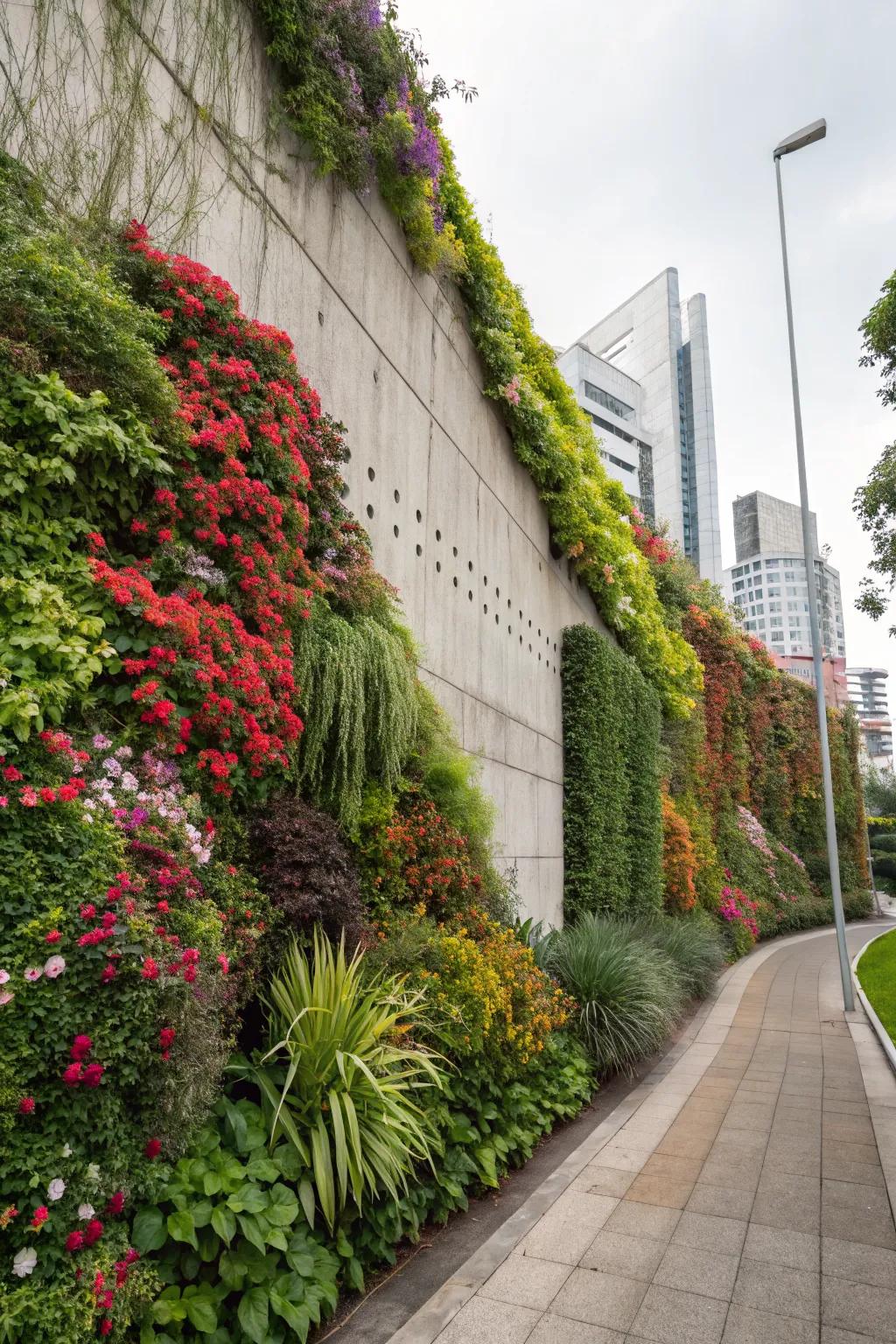 Vertical gardens maximize space and add lush greenery.