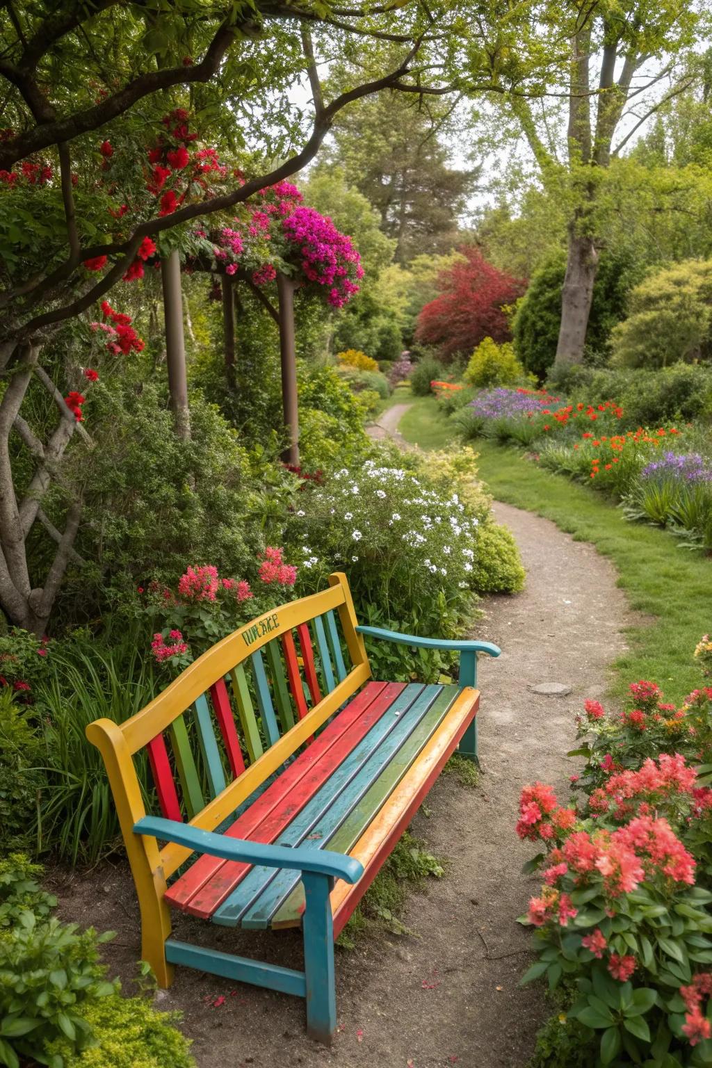 Revitalize your garden with a painted bench.