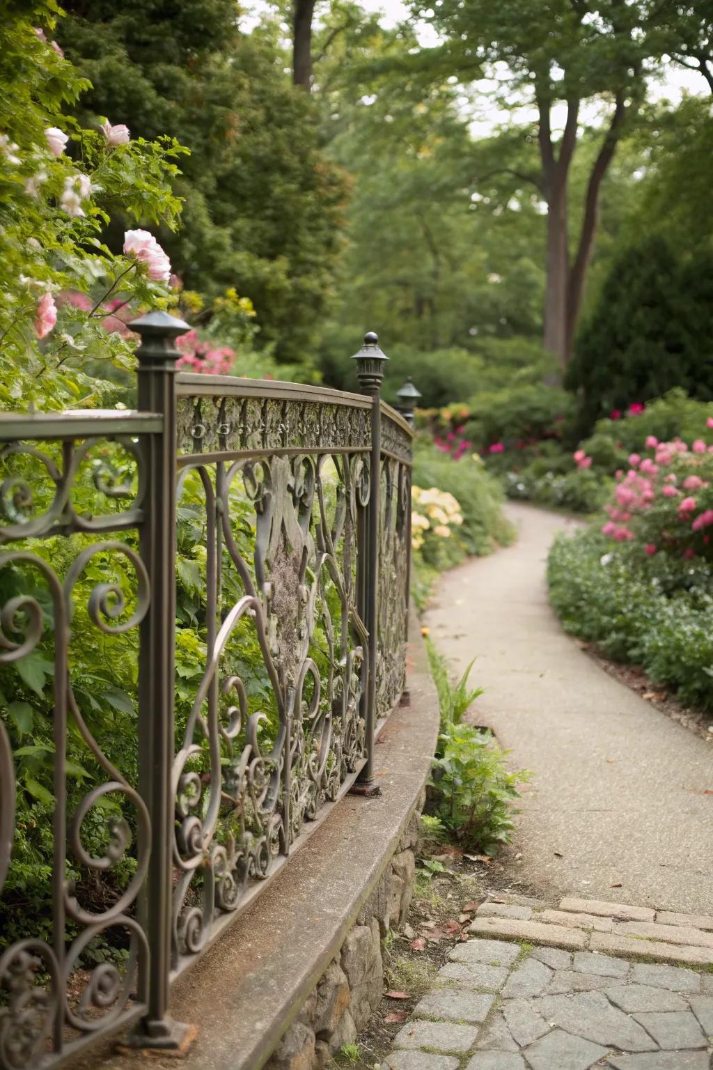 Artistic metal railings add a unique and personal touch to gardens.