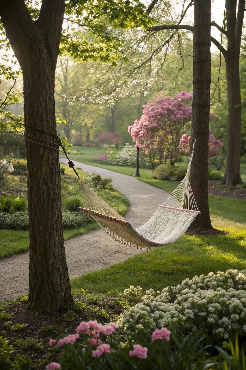 A hammock provides the ultimate relaxation spot in your garden.
