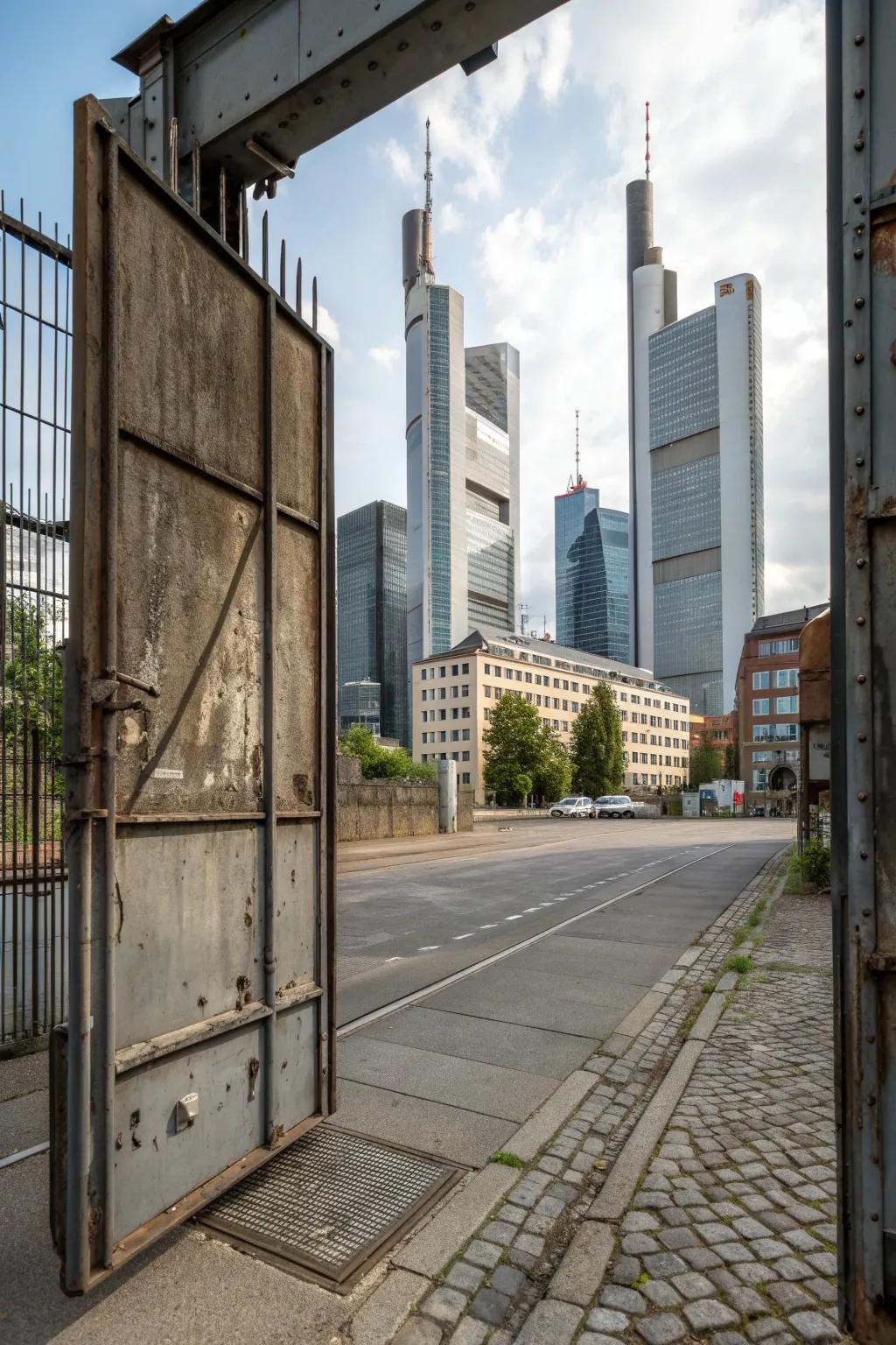 An industrial chic gate that adds an urban vibe to your home.
