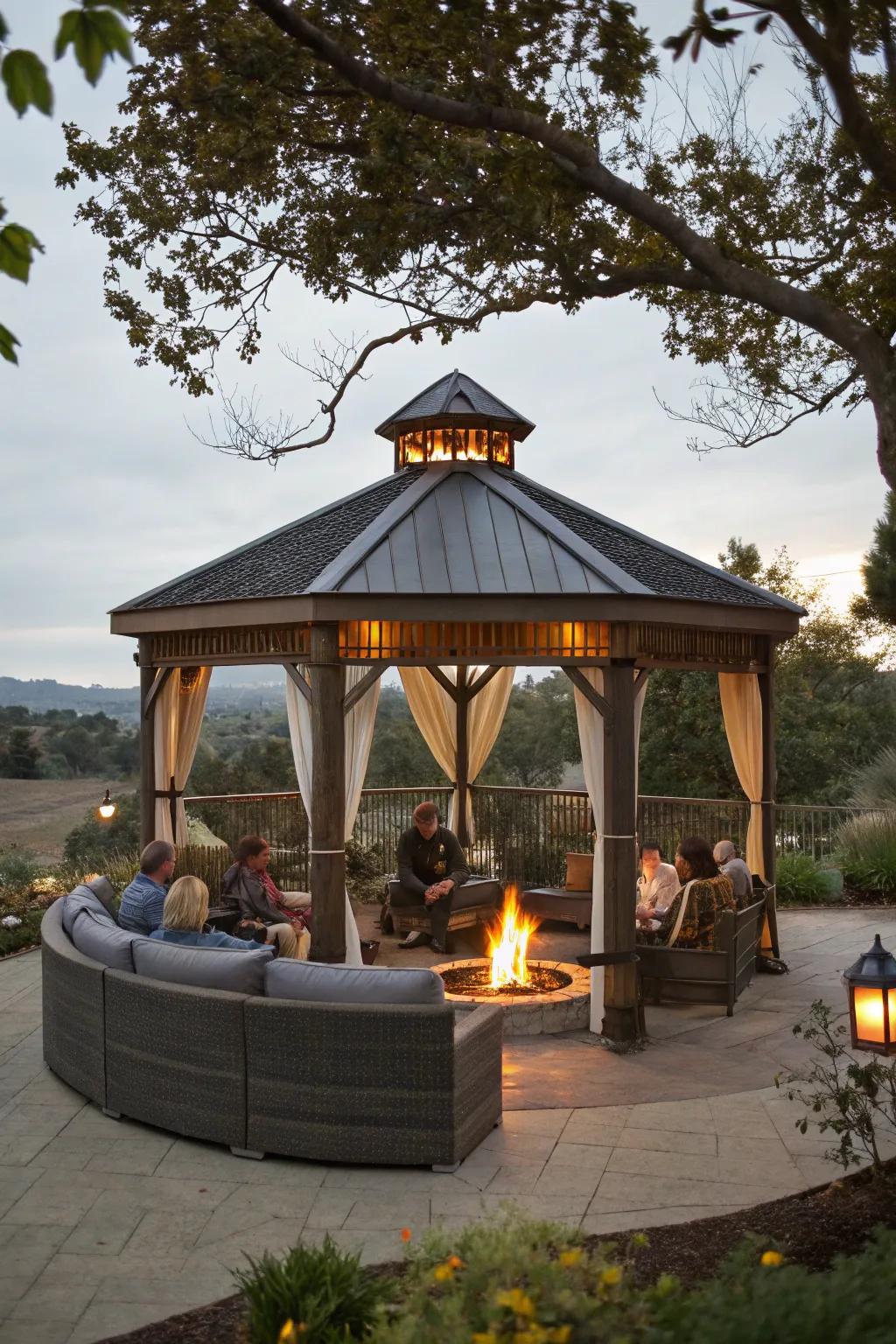 A firepit makes your gazebo cozy year-round.