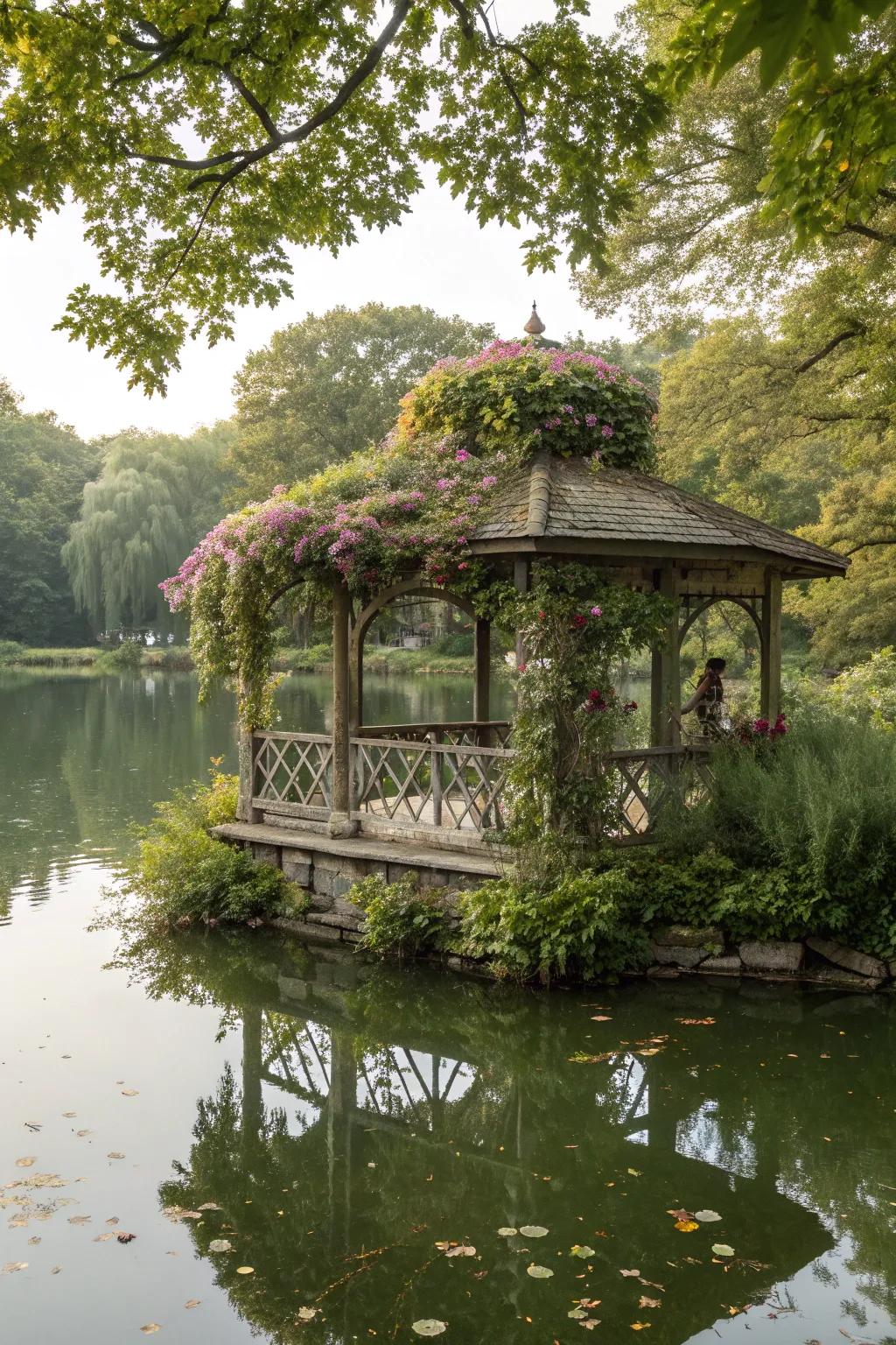Create a serene escape with a floating gazebo.