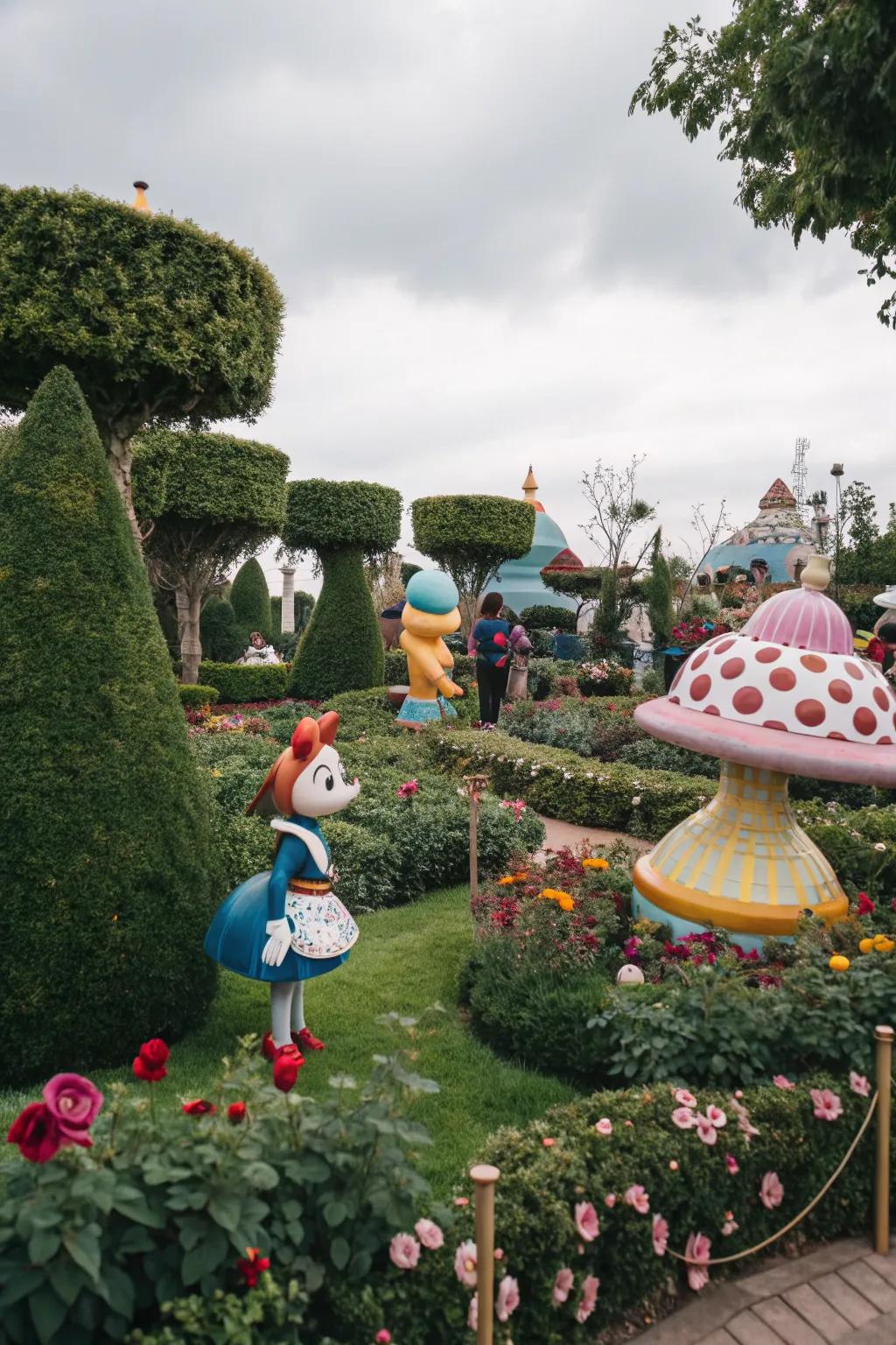 Whimsical garden art adds character and intrigue.