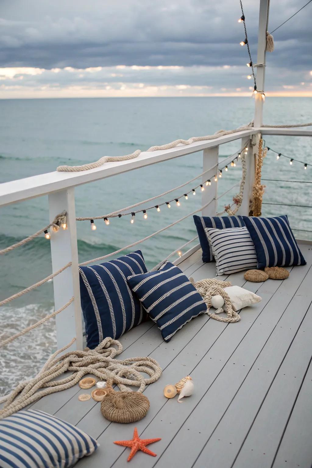 Capture seaside serenity with light gray decking.