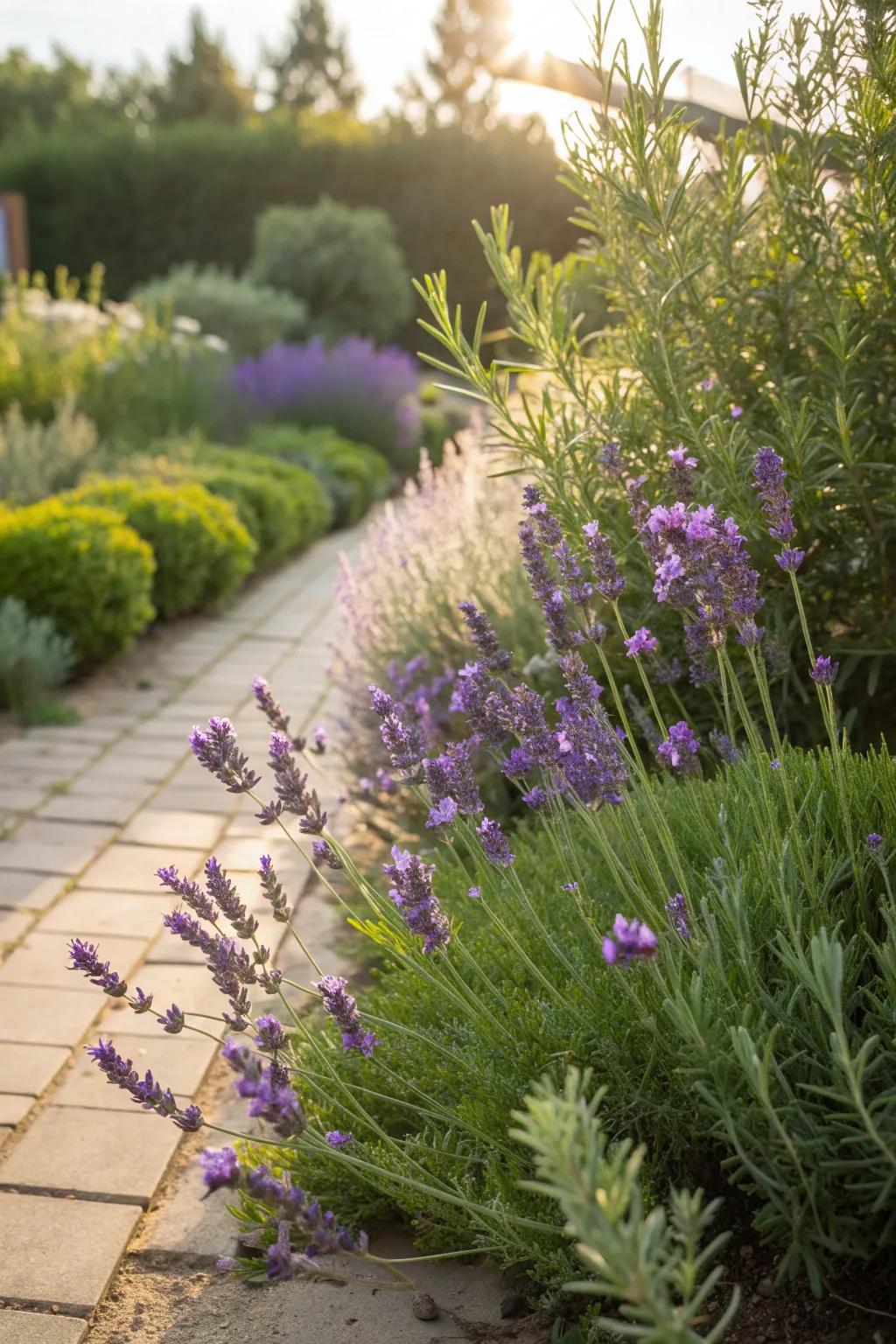Lavender and rosemary thrive in Mediterranean-style gardens.